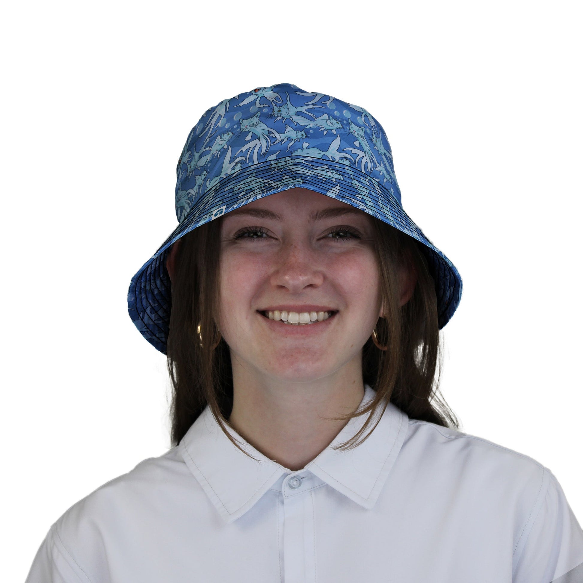 CatFish Bucket Hat Geek Nerd animal patterns Design by Julie Kitzes lx - B