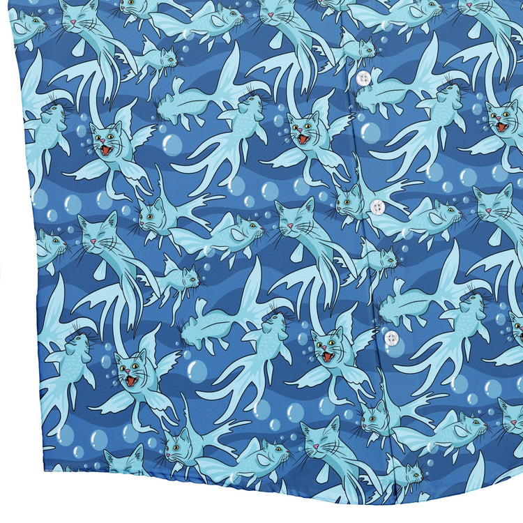 CatFish Button Up Shirt Geek Nerd adult sizing animal patterns Design by Julie Kitzes