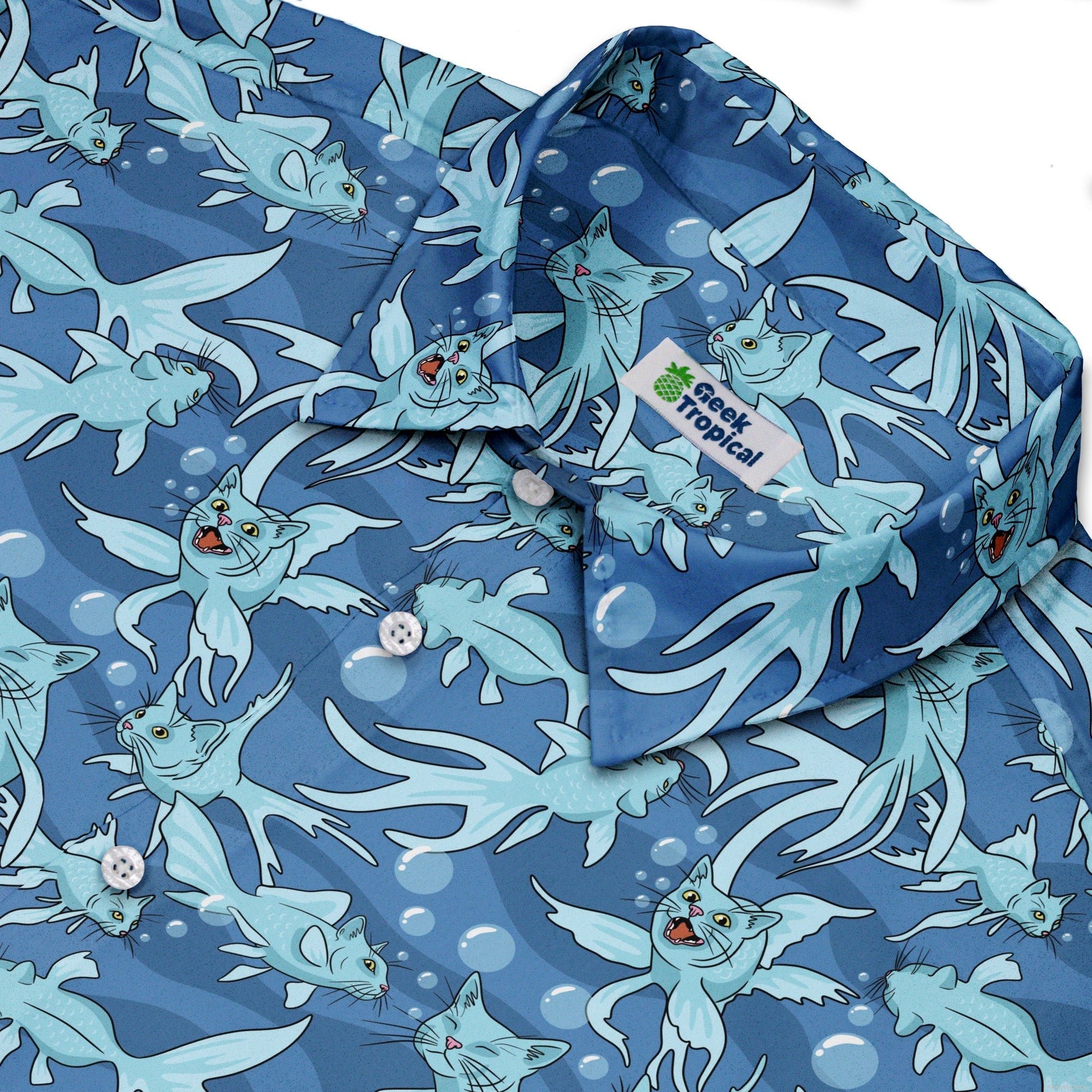 CatFish Button Up Shirt Geek Nerd adult sizing animal patterns Design by Julie Kitzes