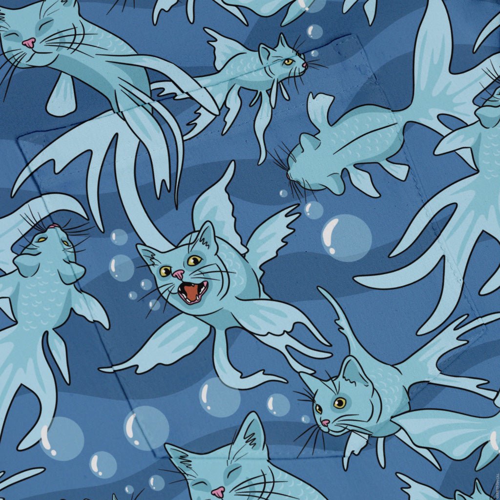 CatFish Button Up Shirt Geek Nerd adult sizing animal patterns Design by Julie Kitzes