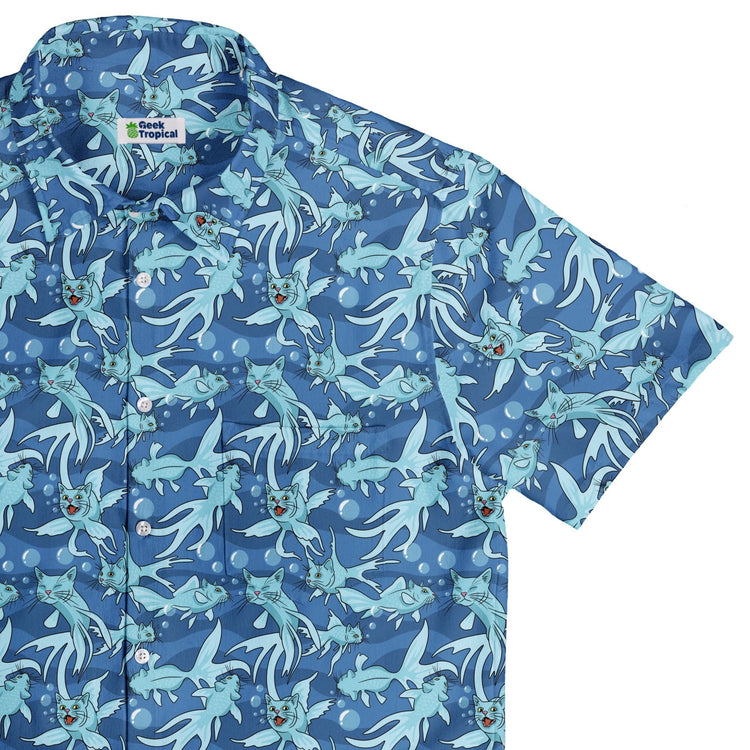 CatFish Button Up Shirt Geek Nerd adult sizing animal patterns Design by Julie Kitzes