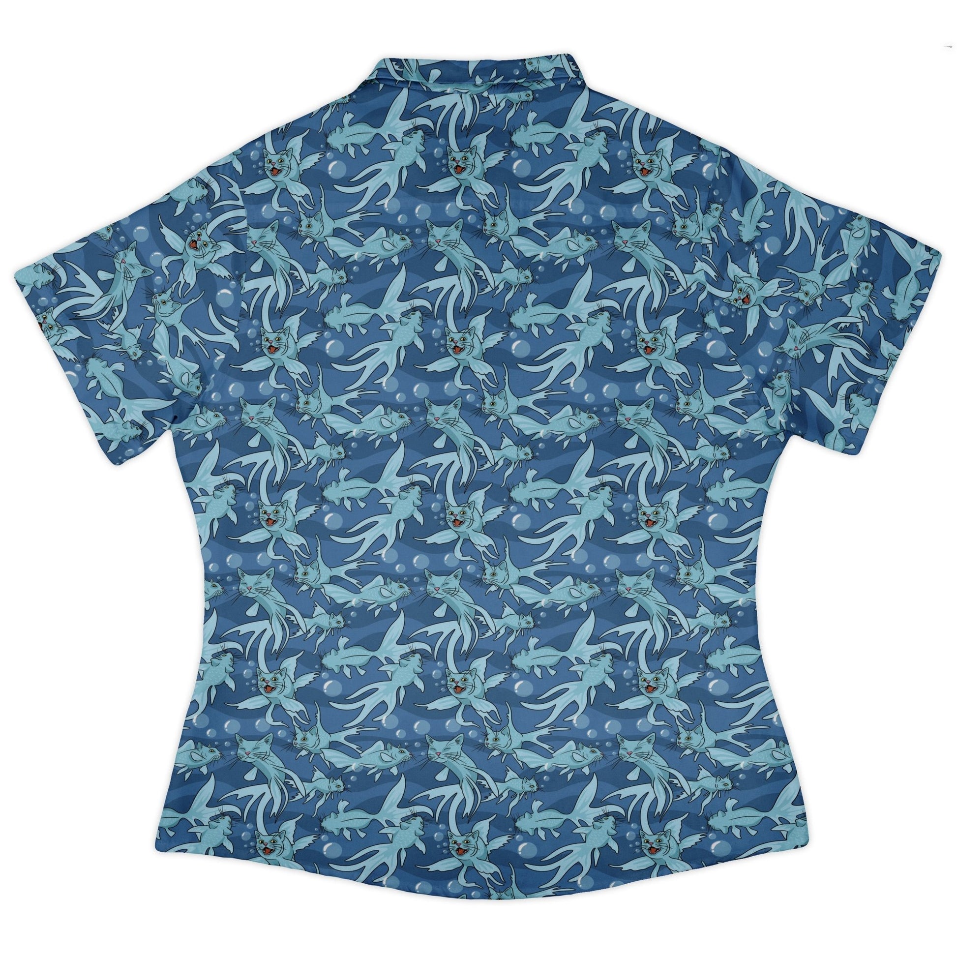 CatFish Curvy Button Up Shirt Geek Nerd animal patterns Design by Julie Kitzes marine biology