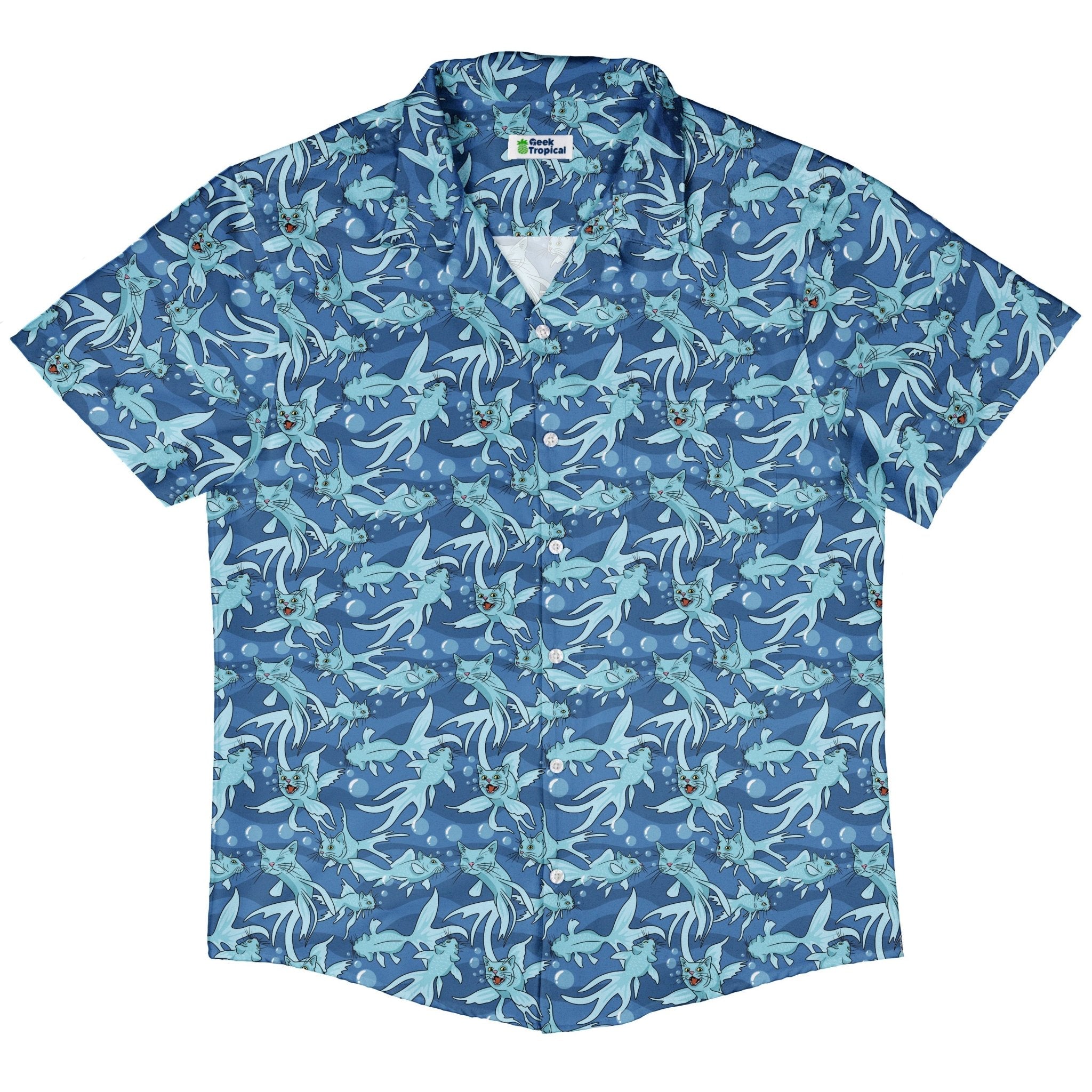 CatFish Button Up Shirt Geek Nerd adult sizing animal patterns Design by Julie Kitzes