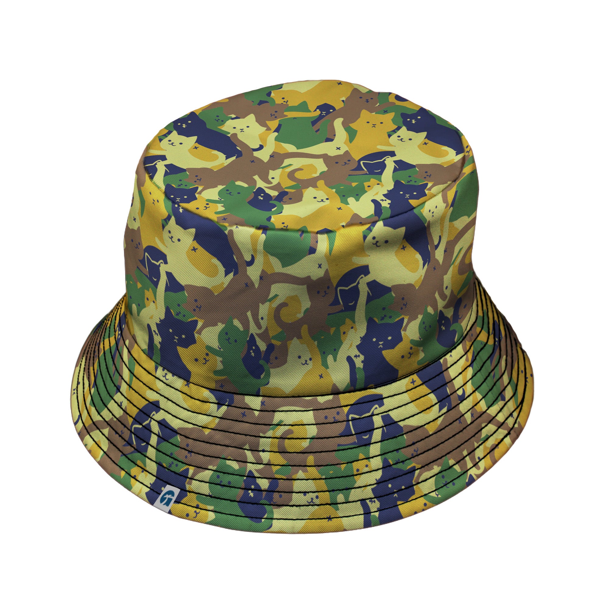 Catmouflage Cat Army Bucket Hat Black Stitching