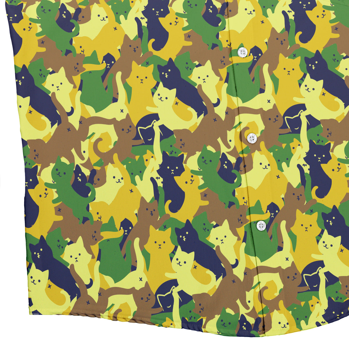 Catmouflage Cat Army Button Up Shirt Bottom Corner
