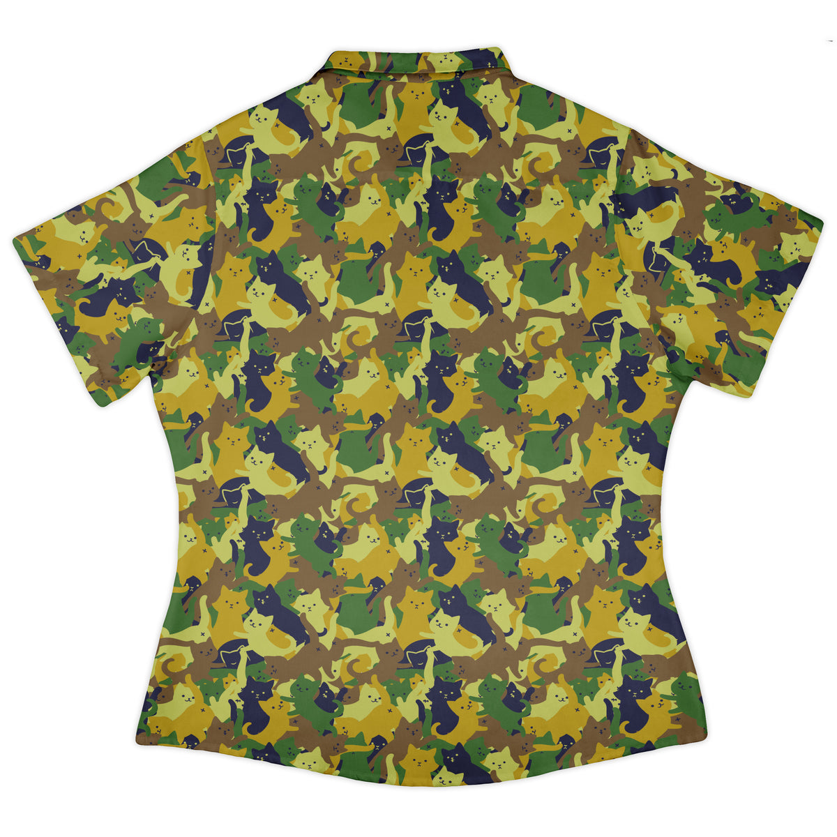 Catmouflage Cat Army Curvy Button Up Shirt womens back
