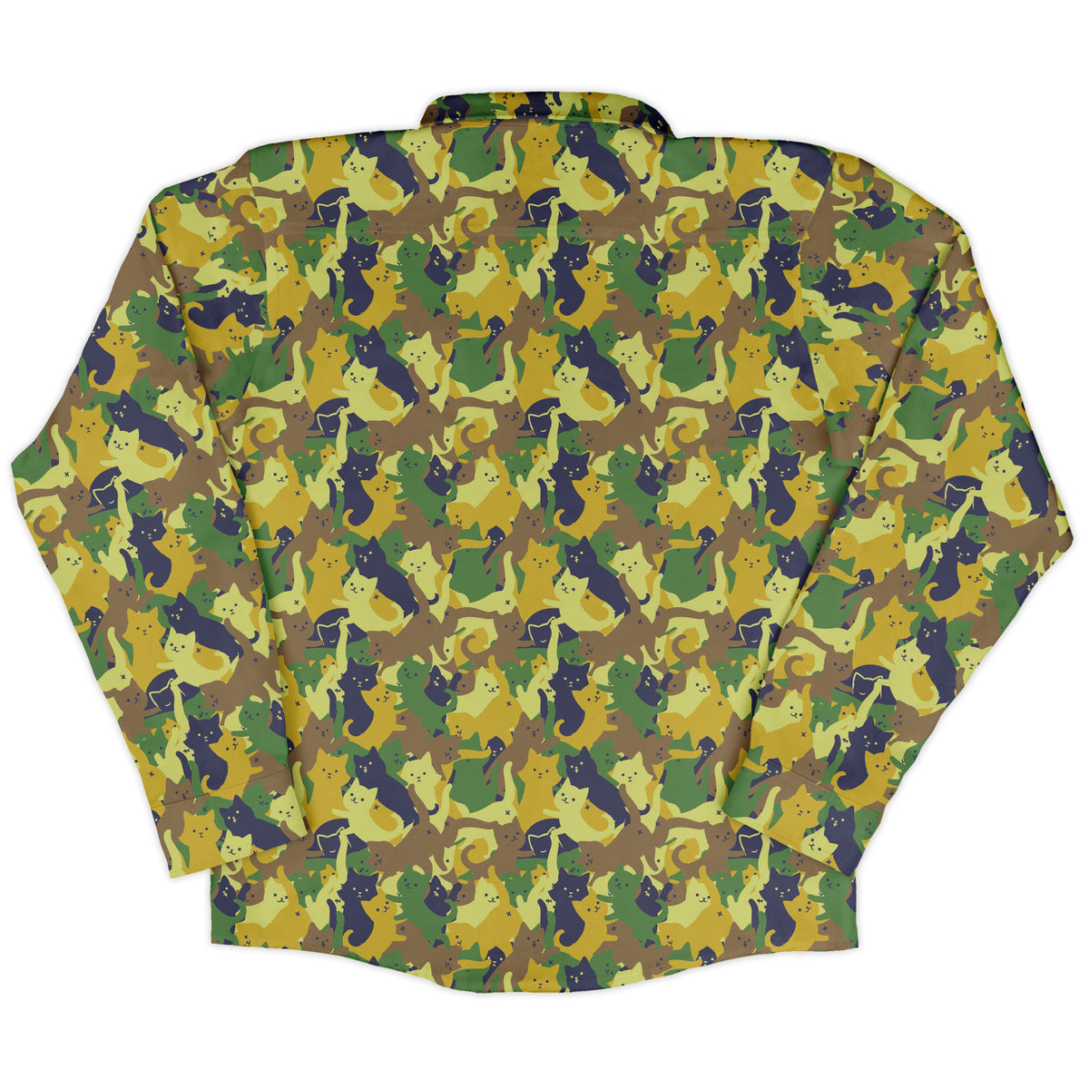 Catmouflage Cat Army Long Sleeve Button Up Shirt back