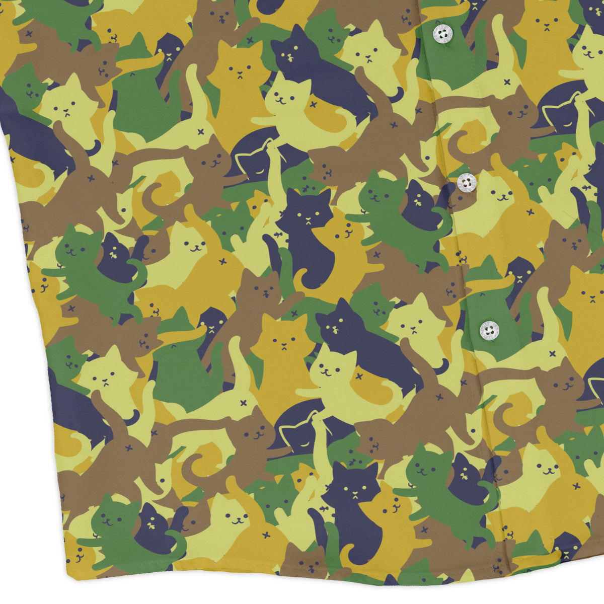Catmouflage Cat Army Long Sleeve Button Up Shirt corner