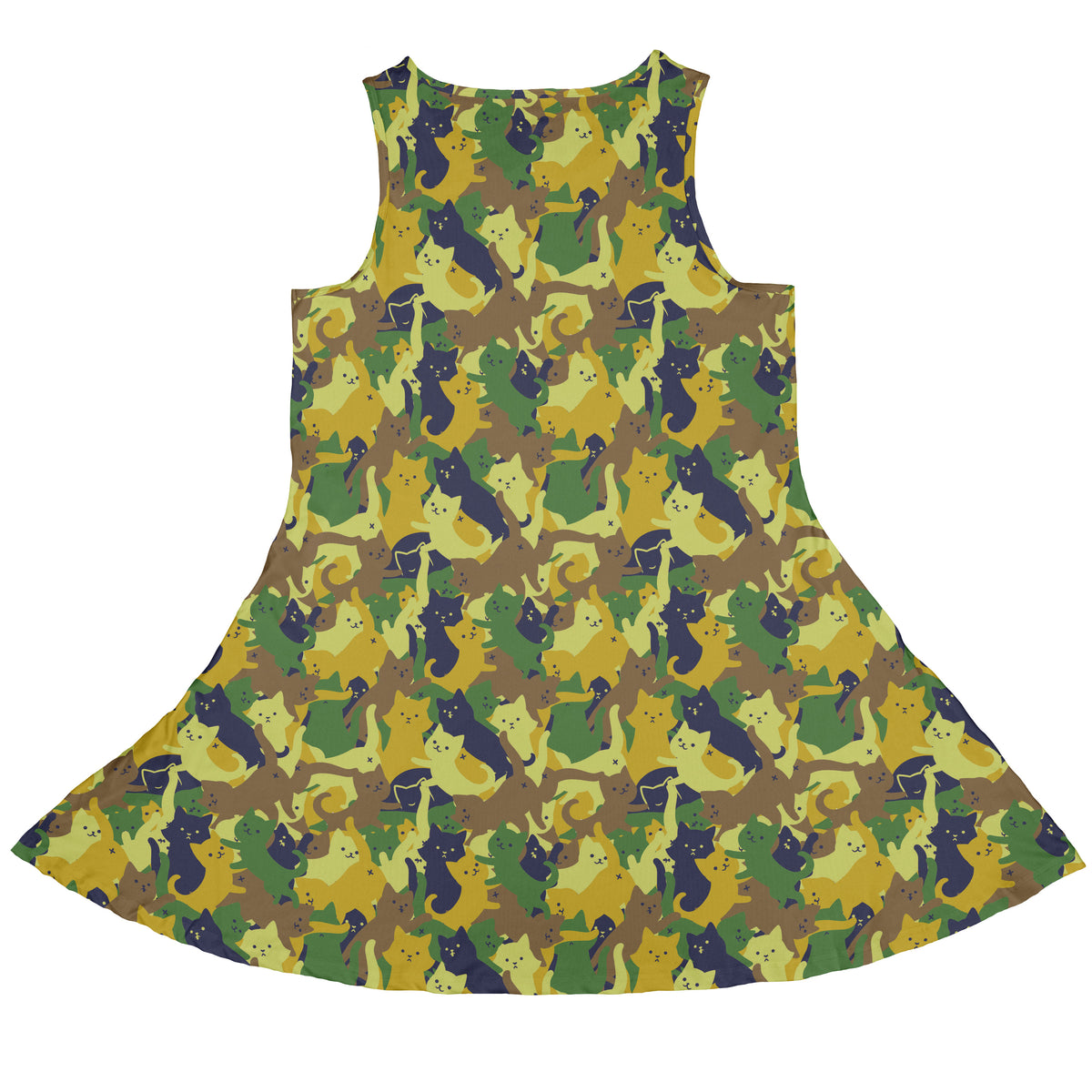 Catmouflage Cat Army Sleeveless Dress back