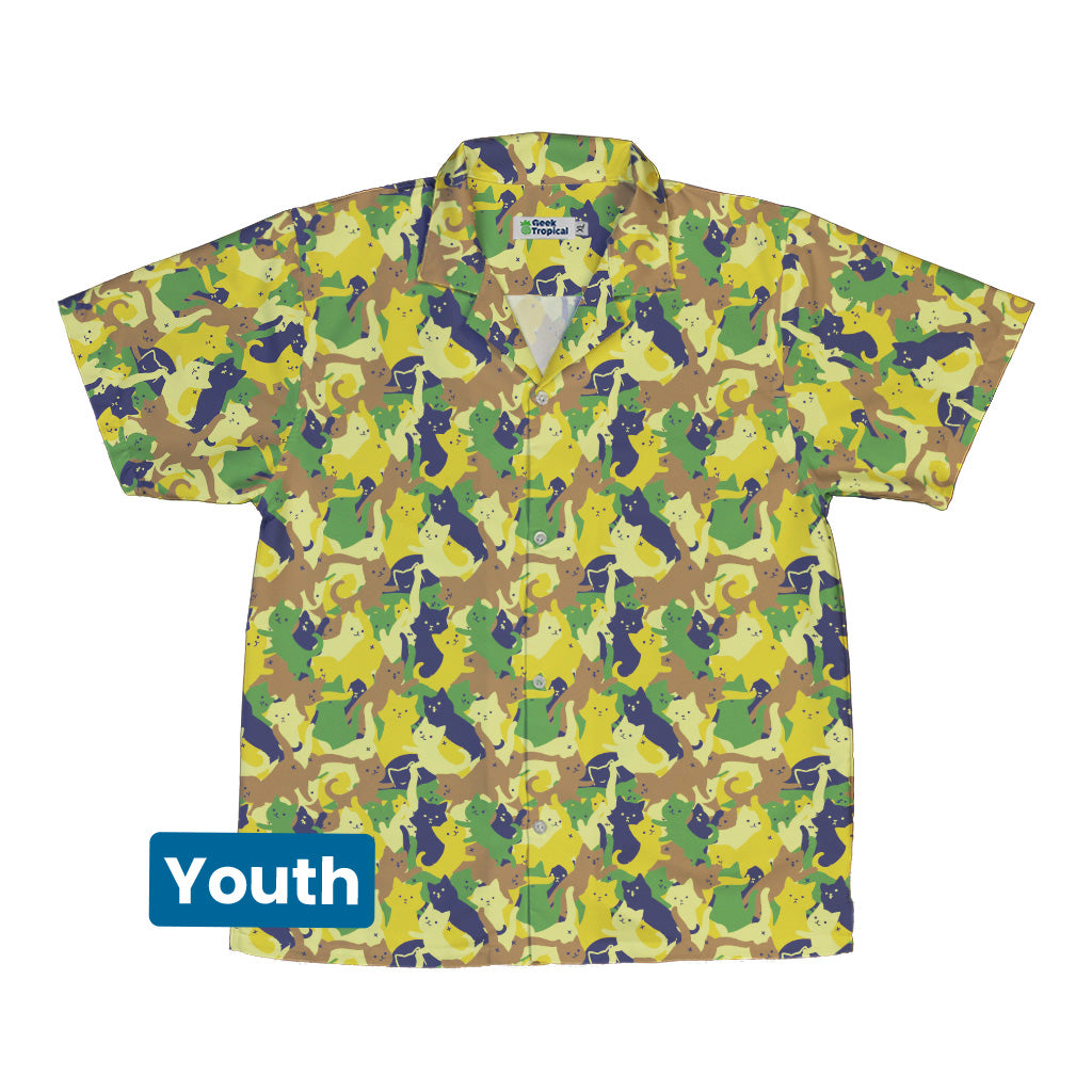 Catmouflage Cat Army Youth Hawaiian Shirt Front