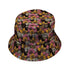 Cats in a Field of Flowers Bucket Hat Black Stitching