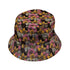 Cats in a Field of Flowers Bucket Hat Gray Stitching