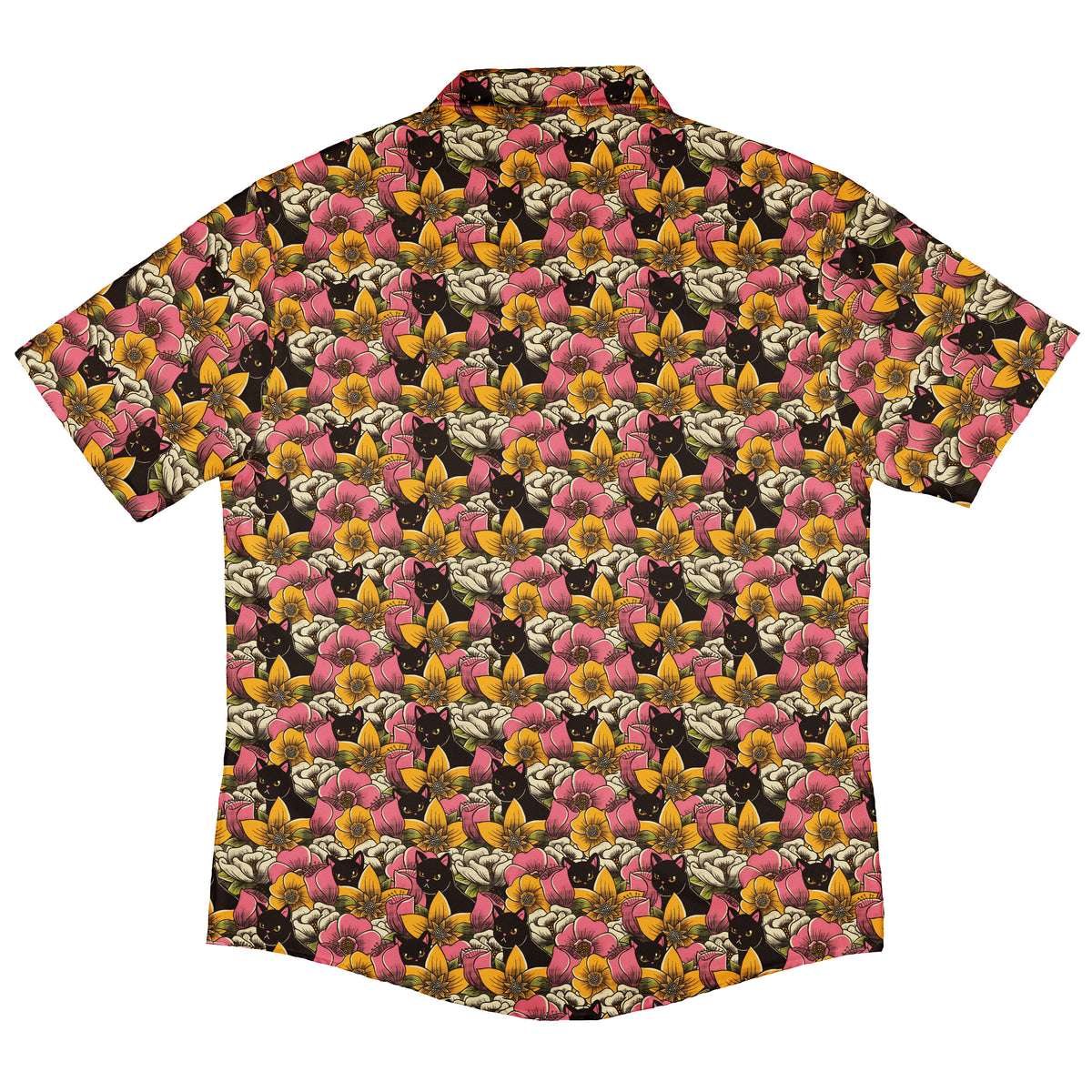 Cats in a Field of Flowers Button Up Shirt Back