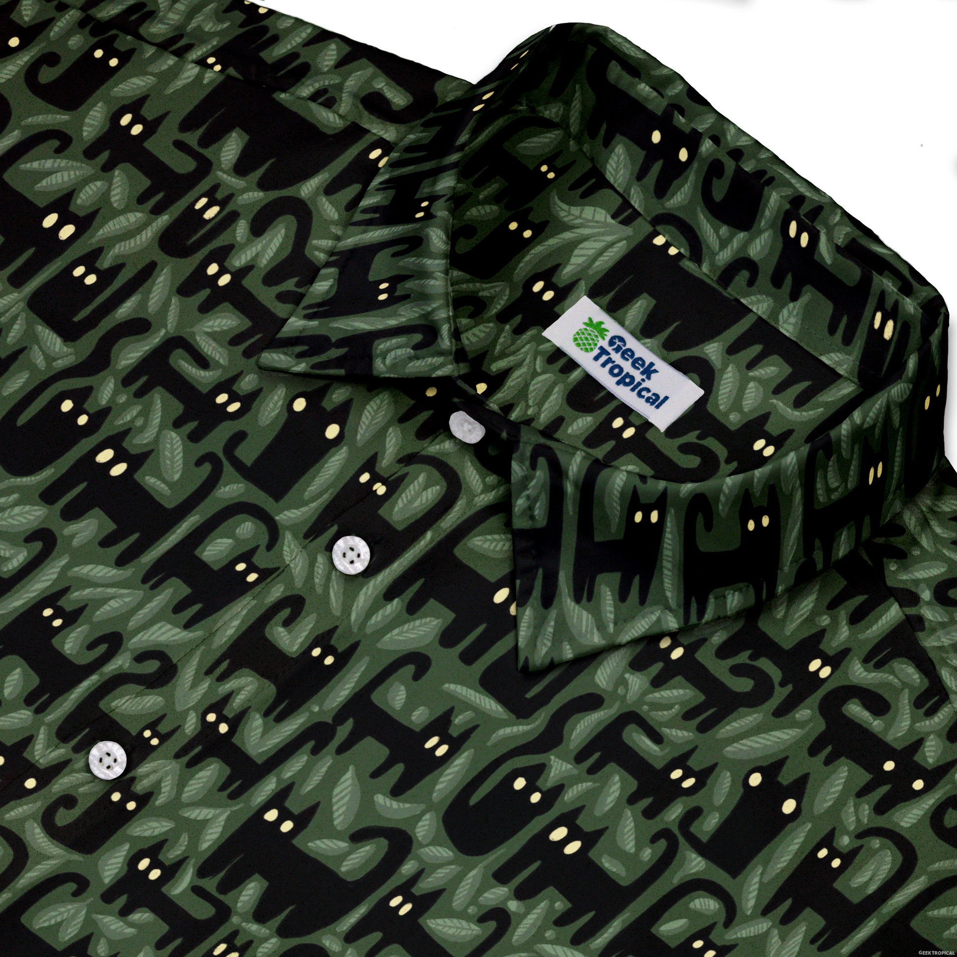 Cats in the Leaves Button Up Shirt 3