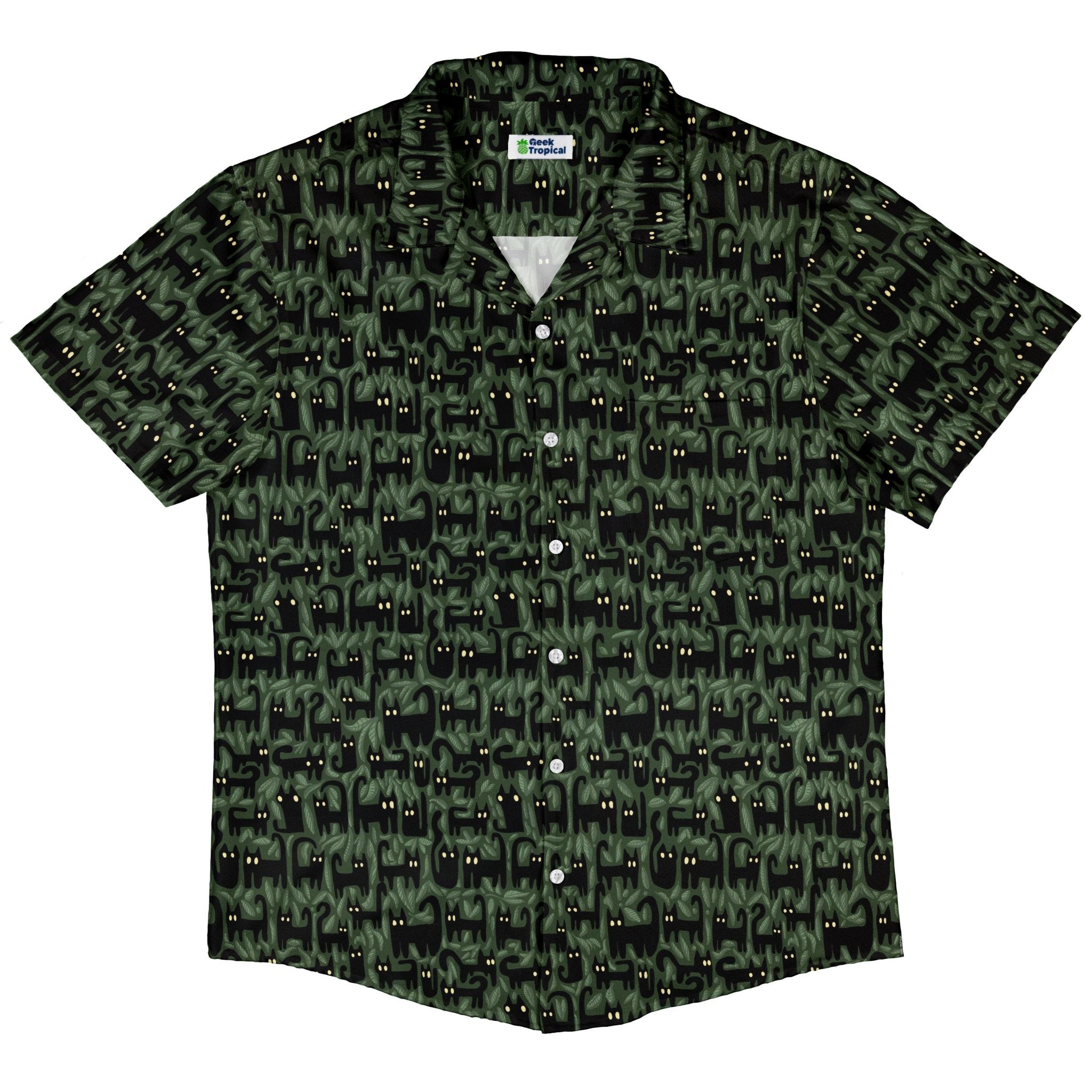 Cats in the Leaves Button Up Shirt Geek Nerd adult sizing Advertise to Meta All Adult Button Up Shirts