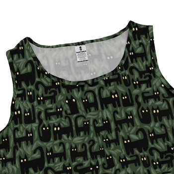 Cats in the Leaves Sleeveless Dress Geek Nerd Advertise to Meta Animal Patterns Botany Print