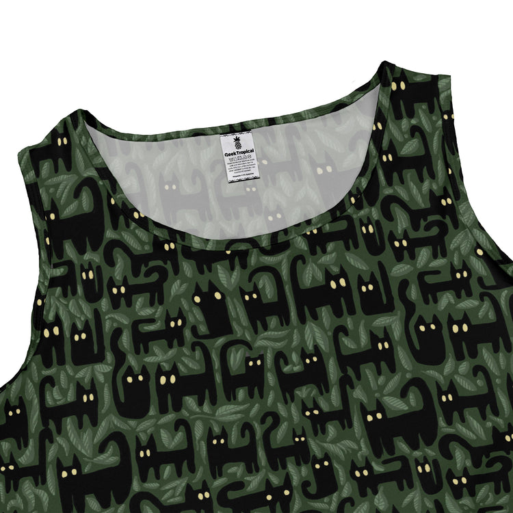 Cats in the Leaves Sleeveless Dress Geek Nerd Advertise to Meta Animal Patterns Botany Print
