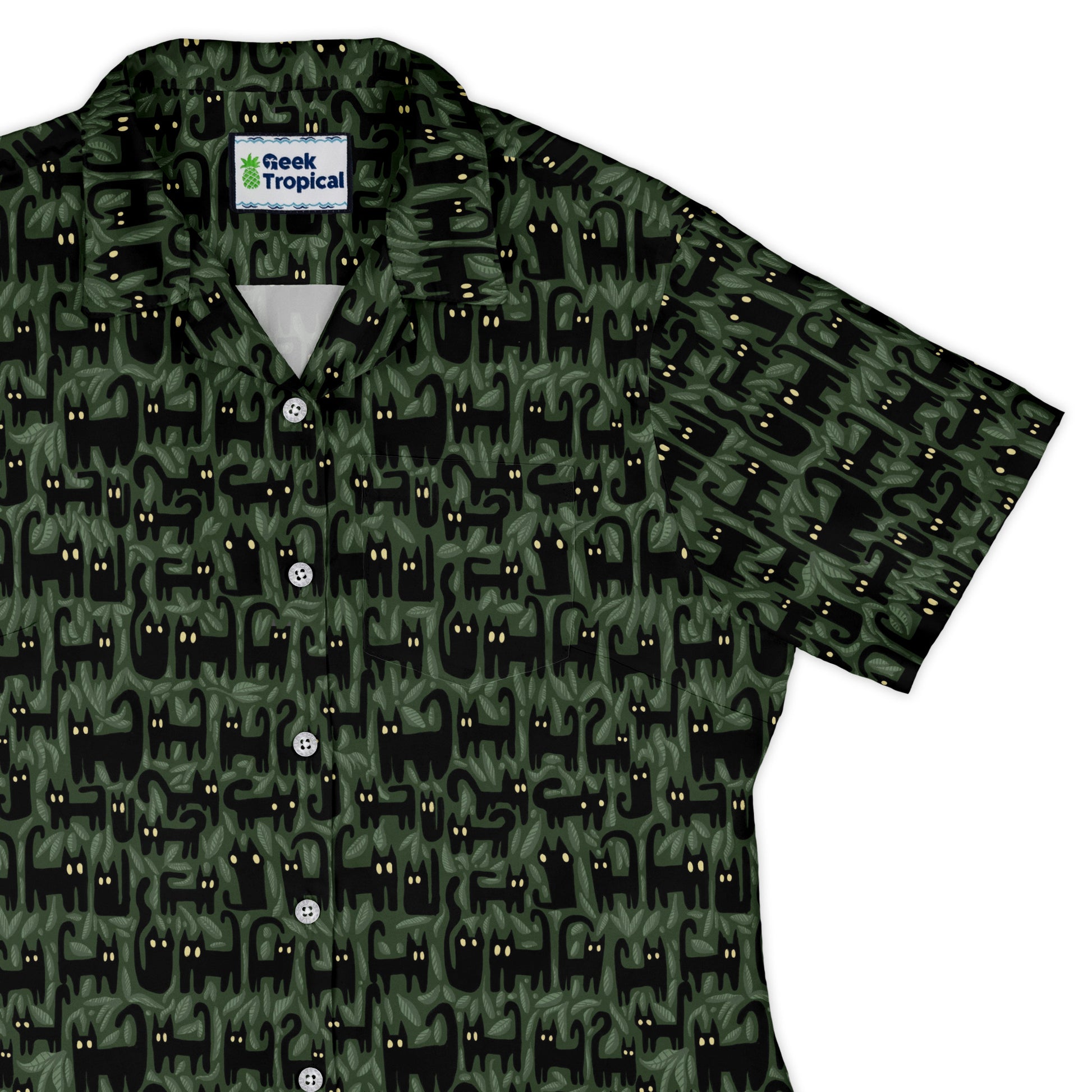 Cats in the Leaves Curvy Button Up Shirt 1
