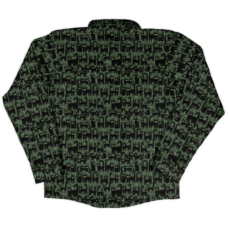 Cats in the Leaves Long Sleeve Button Up Shirt Geek Nerd adult sizing Advertise to Meta All Adult Button Up Shirts