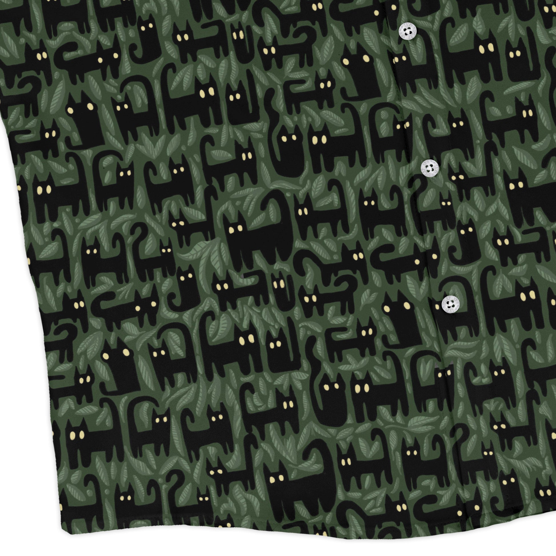 Cats in the Leaves Long Sleeve Button Up Shirt 5