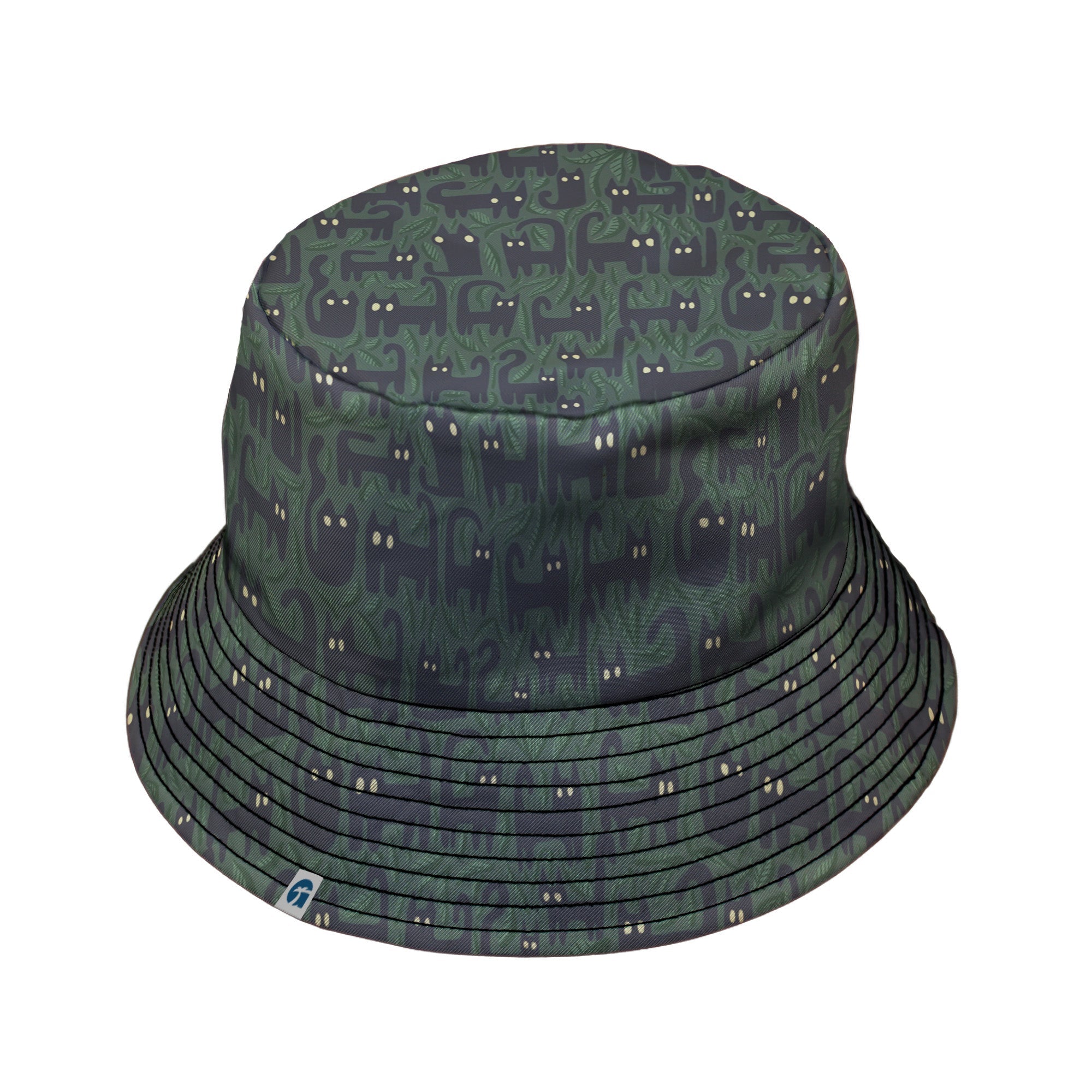 Cats in the Leaves Bucket Hat Geek Nerd botany print Design by Heather Davenport lx - B