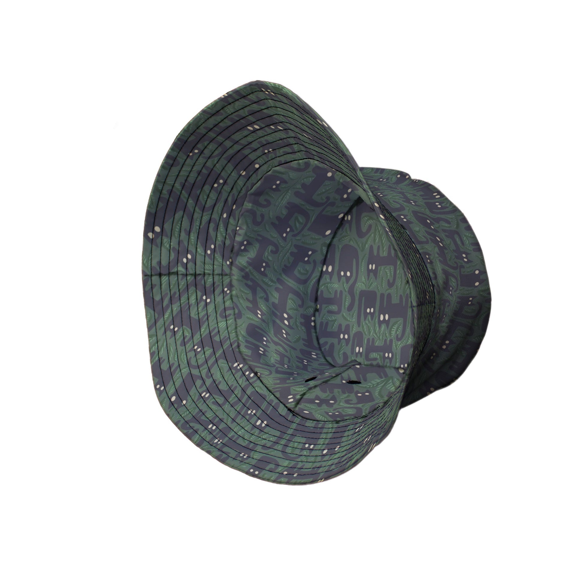 Cats in the Leaves Bucket Hat Geek Nerd botany print Design by Heather Davenport lx - B