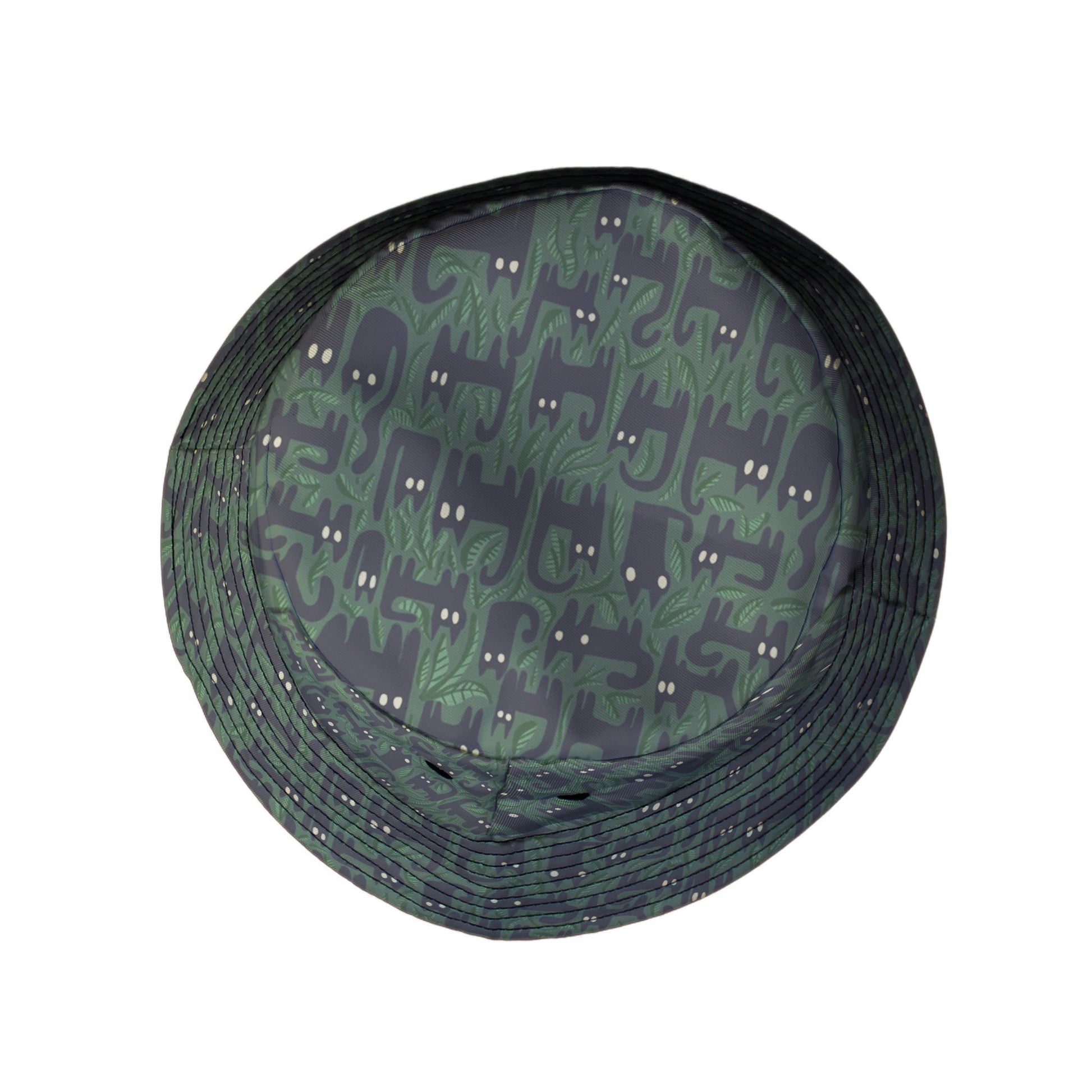 Cats in the Leaves Bucket Hat Geek Nerd botany print Design by Heather Davenport lx - B