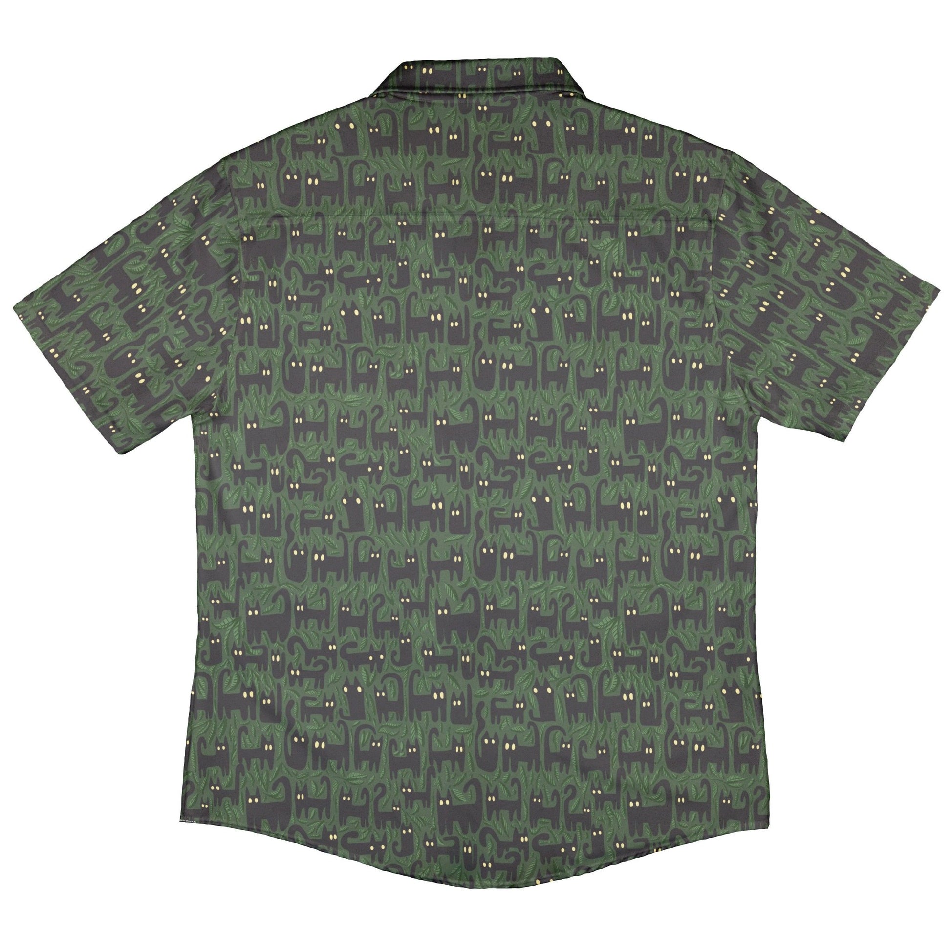 Cats in the Leaves Button Up Shirt Geek Nerd adult sizing botany print Design by Heather Davenport