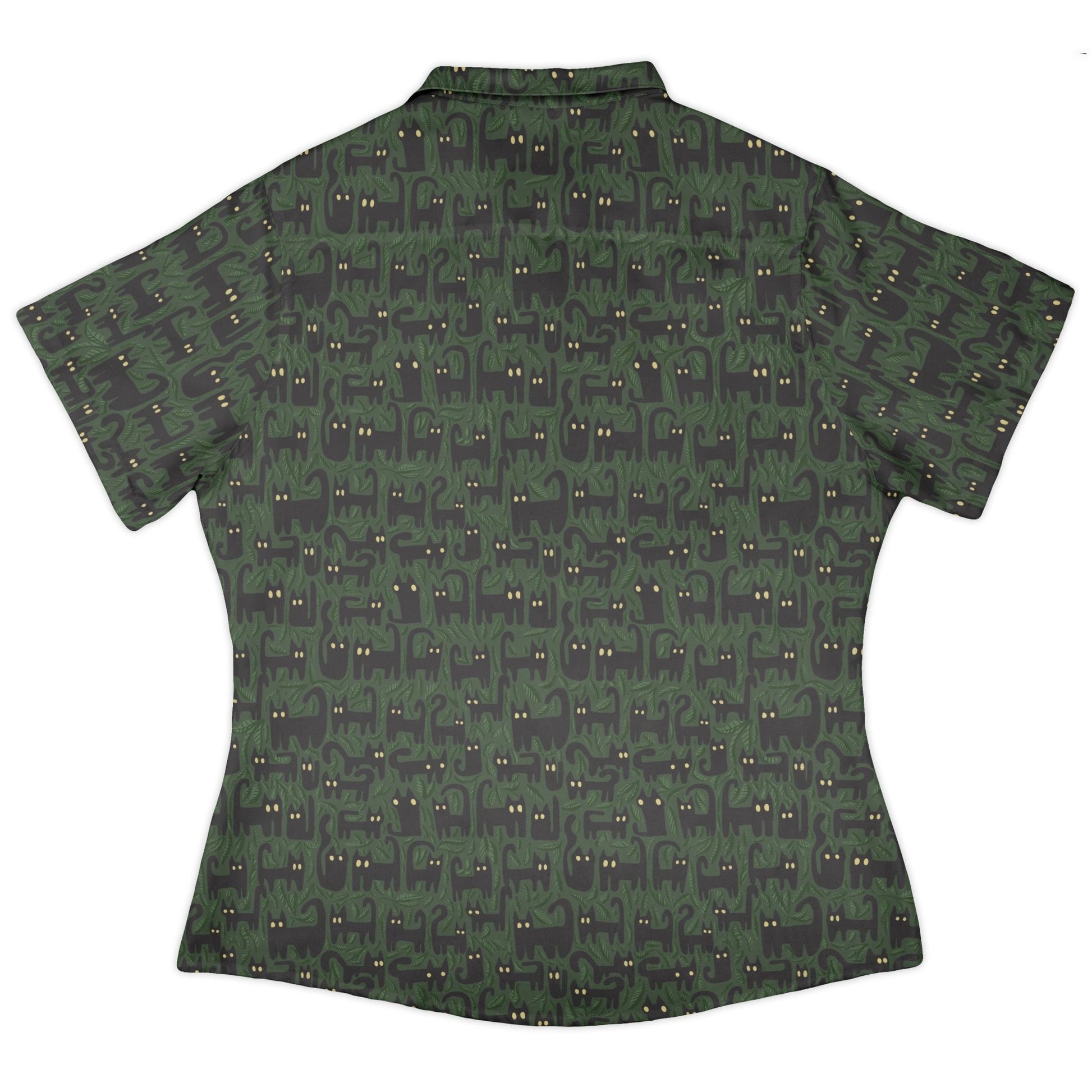 Cats in the Leaves Curvy Button Up Shirt Geek Nerd botany print Design by Heather Davenport q225