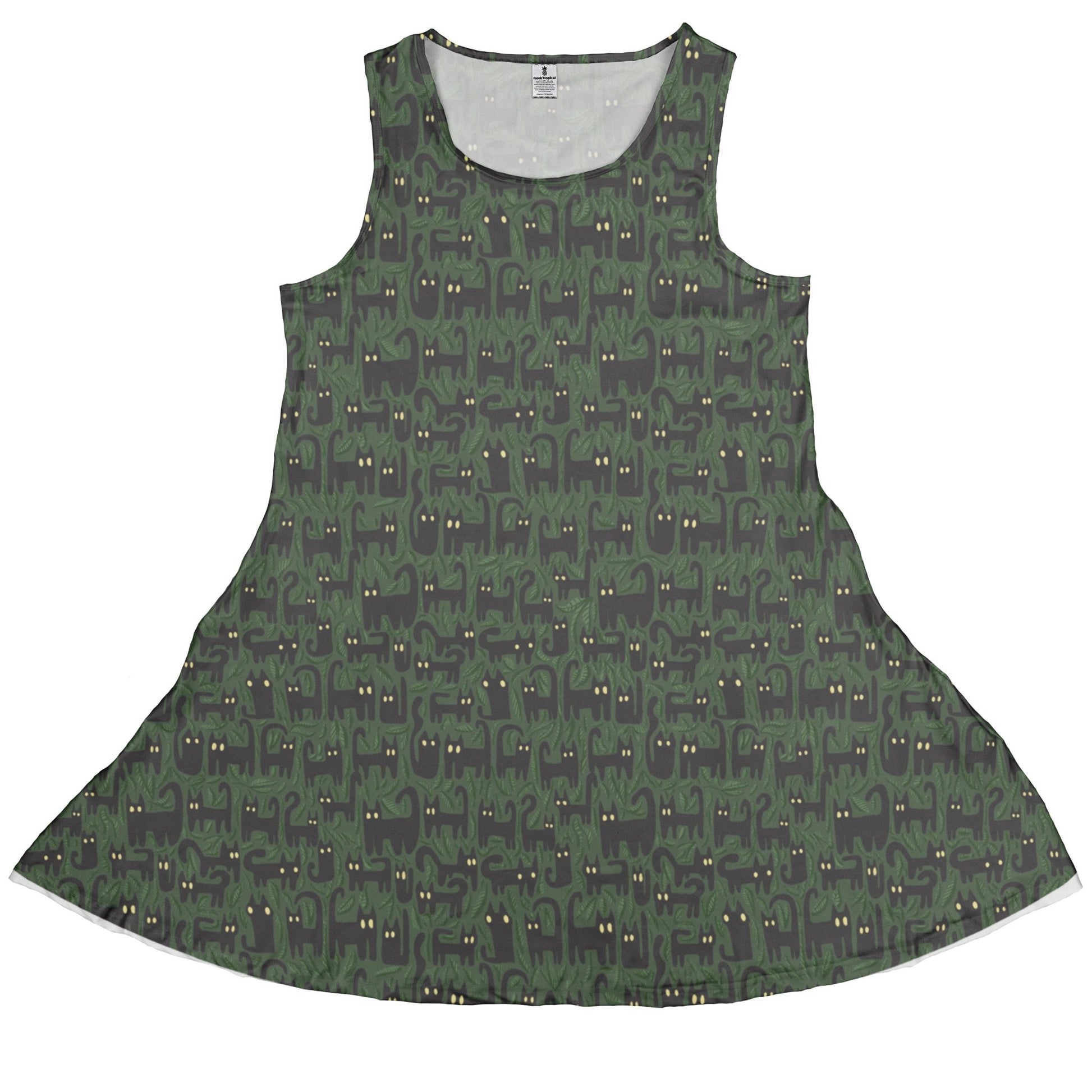 Cats in the Leaves Dress Geek Nerd botany print Design by Heather Davenport lx - C