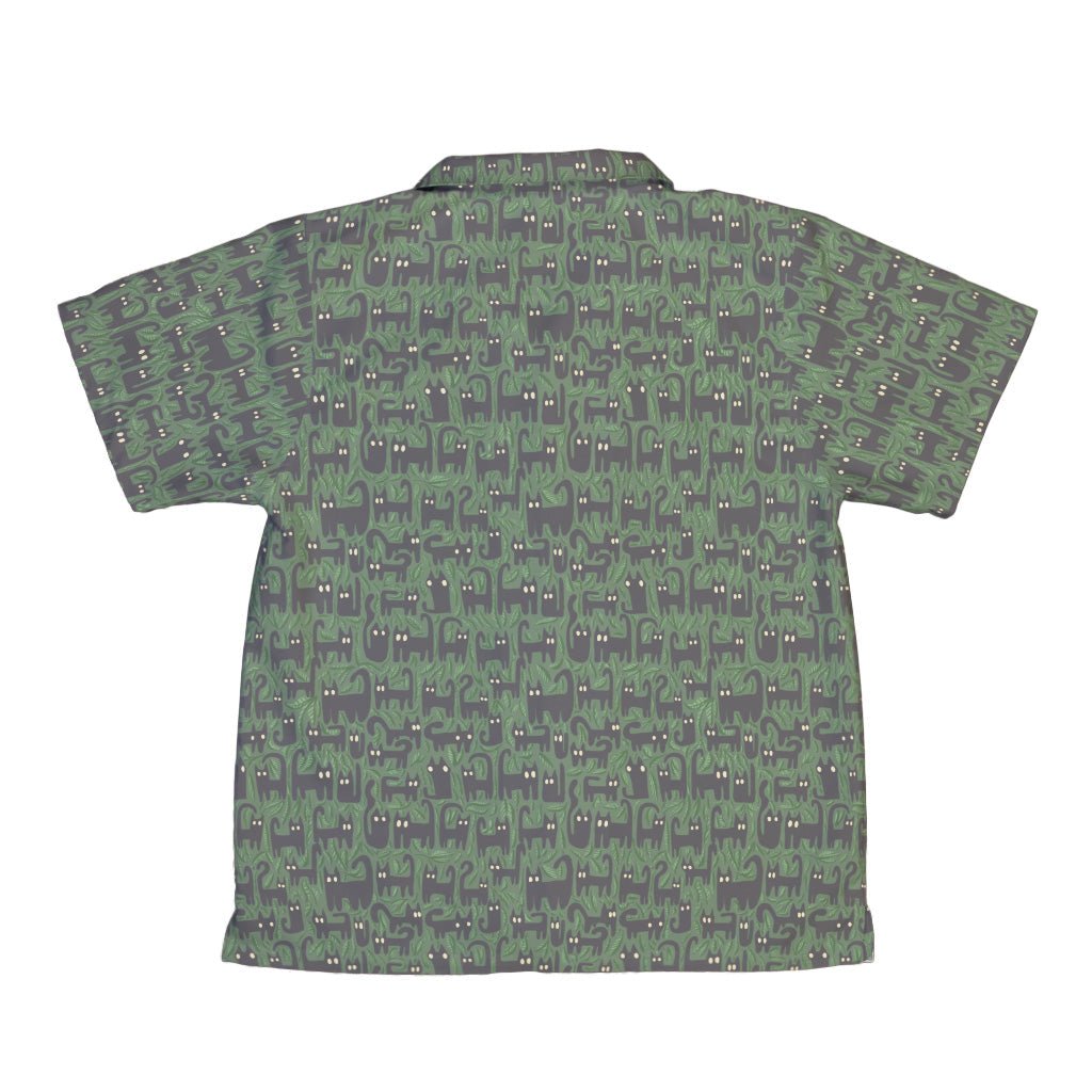 Cats in the Leaves Youth Hawaiian Shirt Geek Nerd botany print Design by Heather Davenport q225