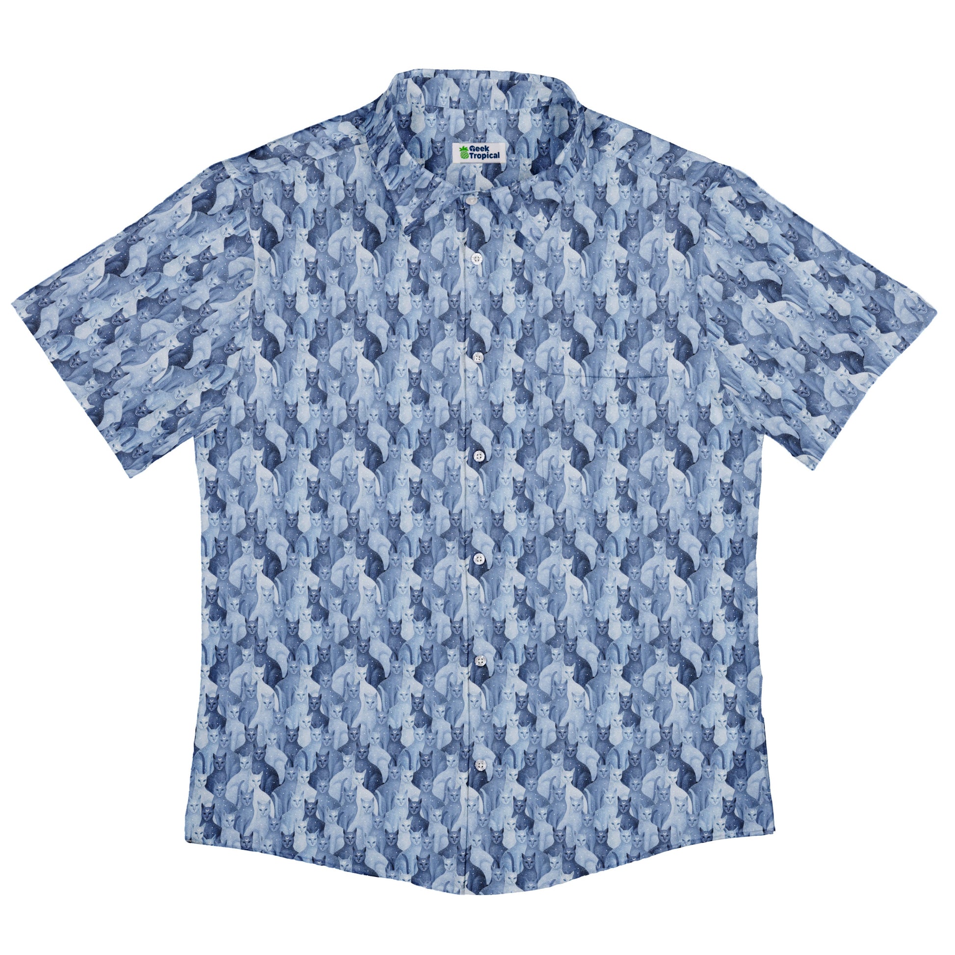 Celestial Cats Button Up Shirt Flat Front