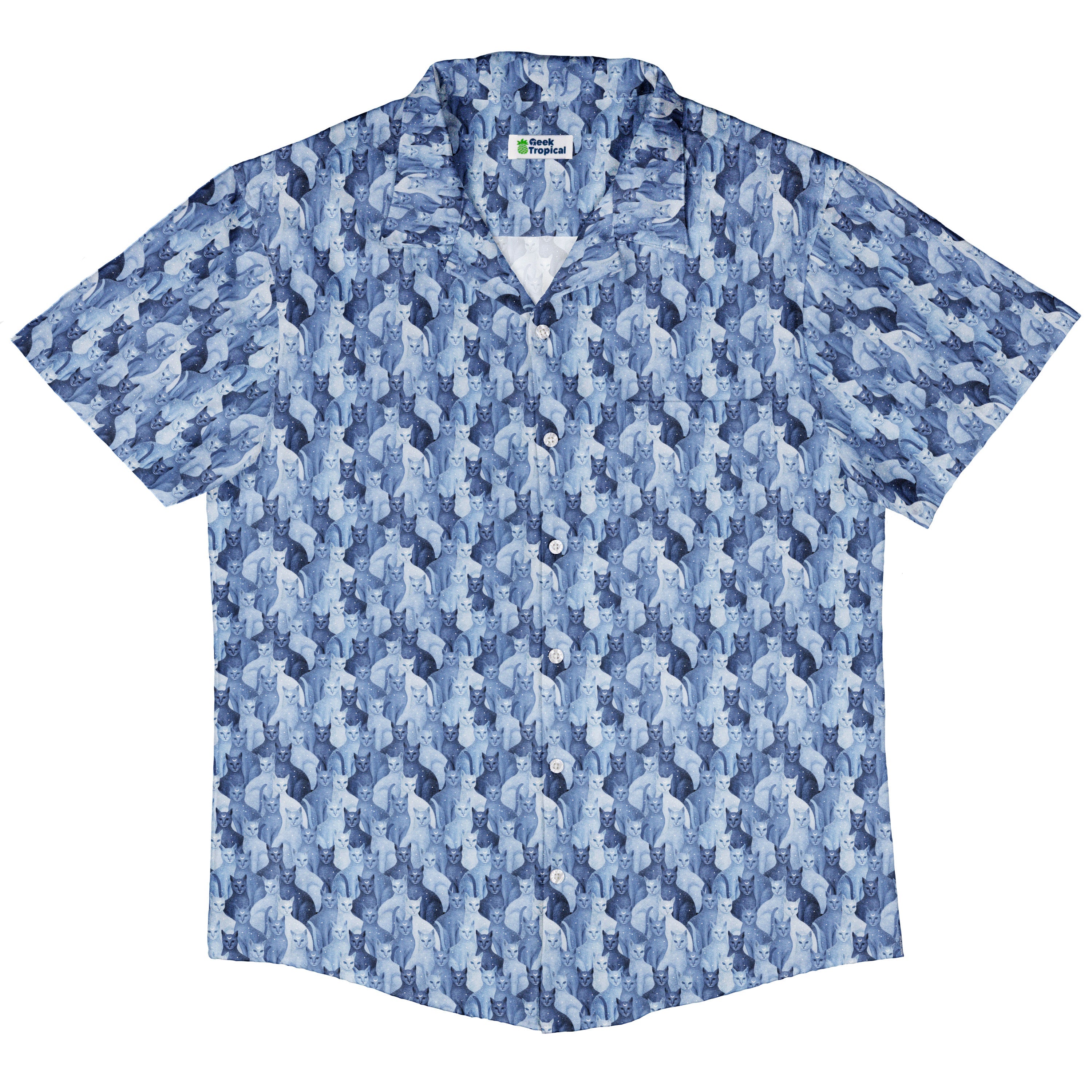 Celestial Cats Button Up Shirt Hawaiian Front