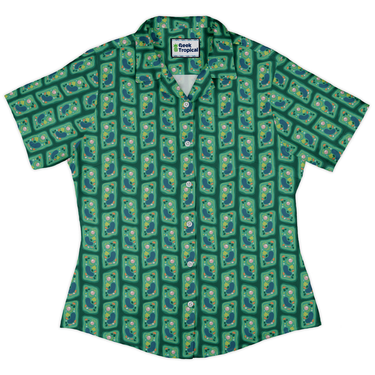 Cellular Botany Curvy Button Up Shirt womens front