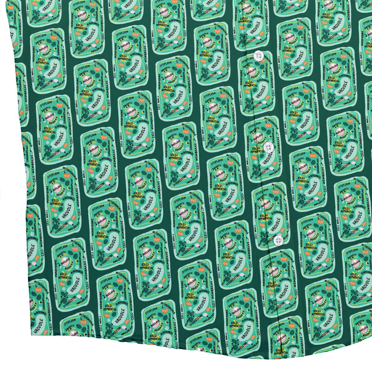 Cellular Botany Labels Button Up Shirt Bottom Corner