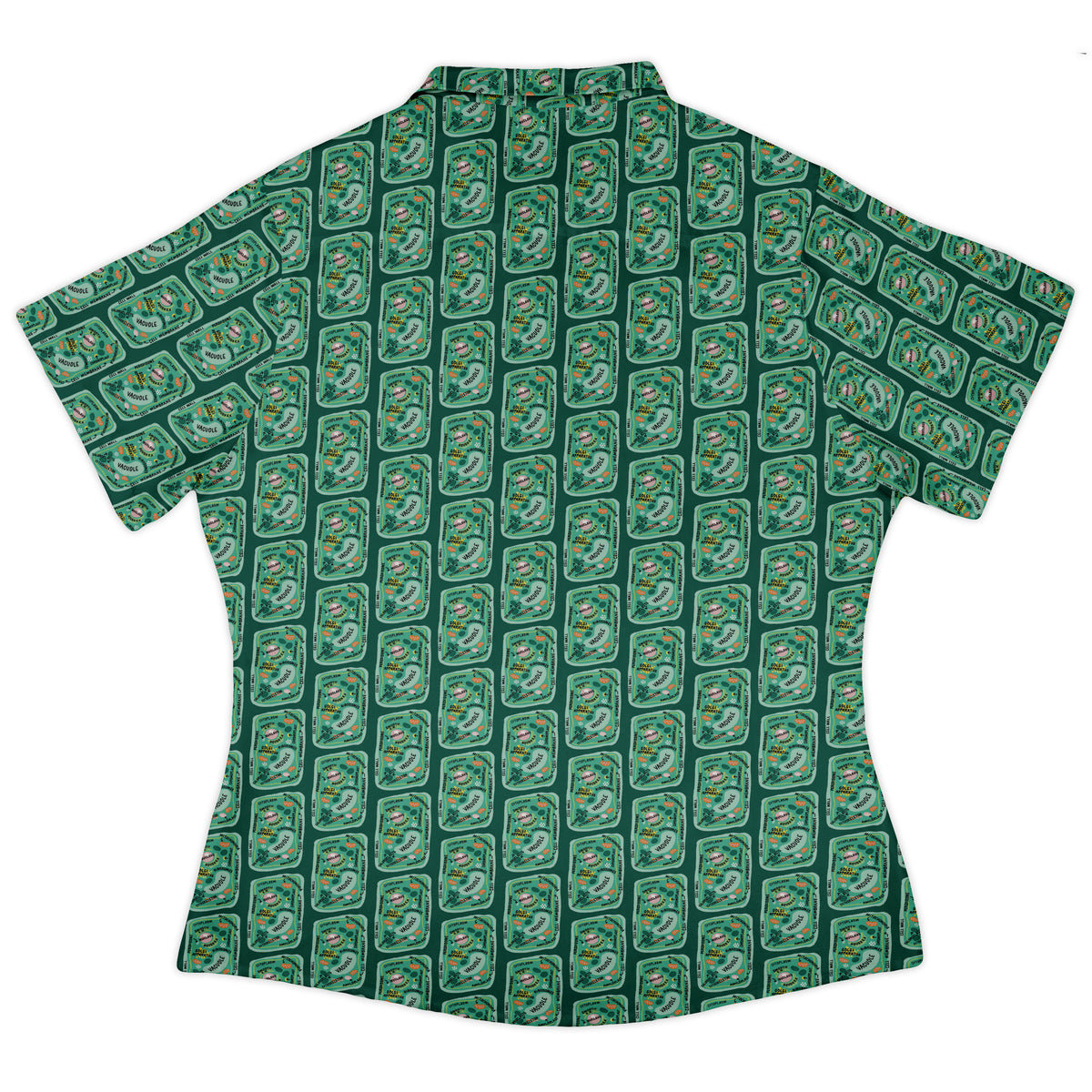 Cellular Botany Labels Curvy Button Up Shirt womens back