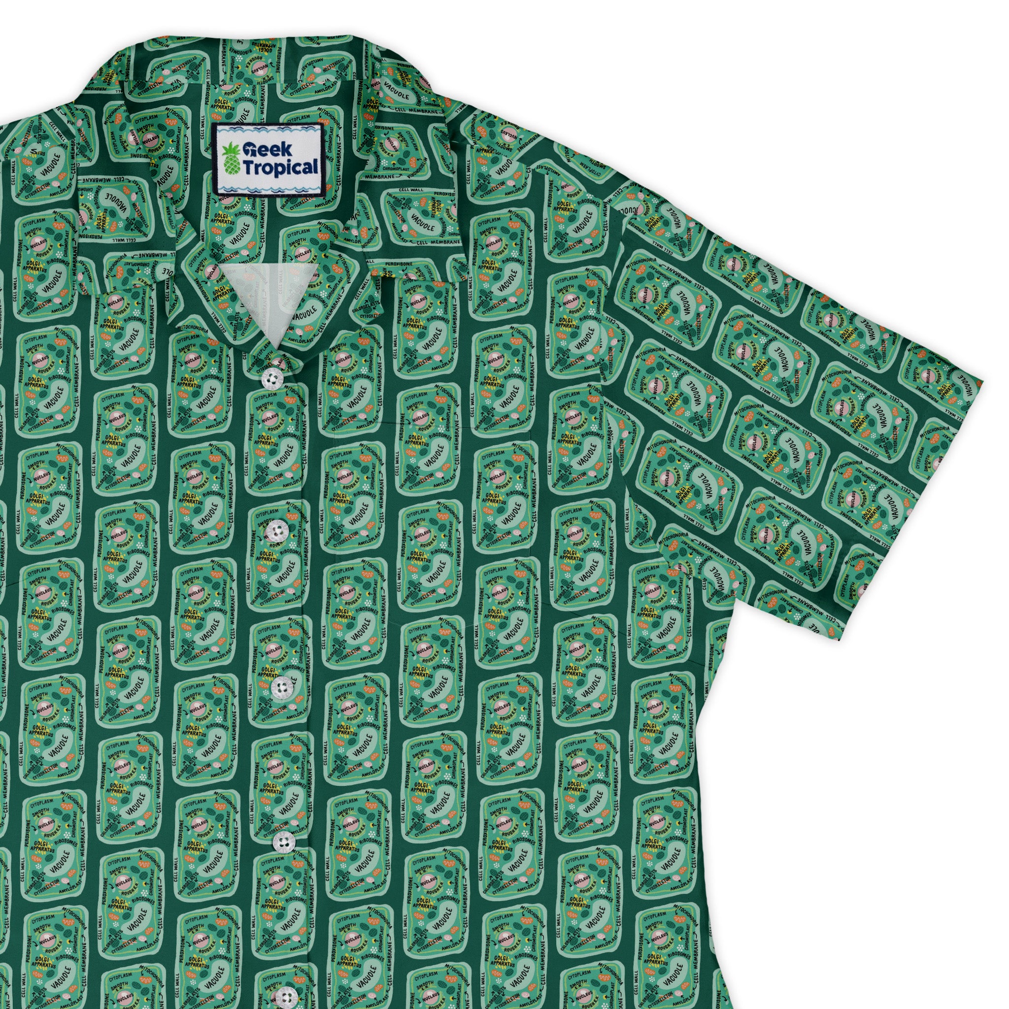 Cellular Botany Labels Curvy Button Up Shirt womens top right