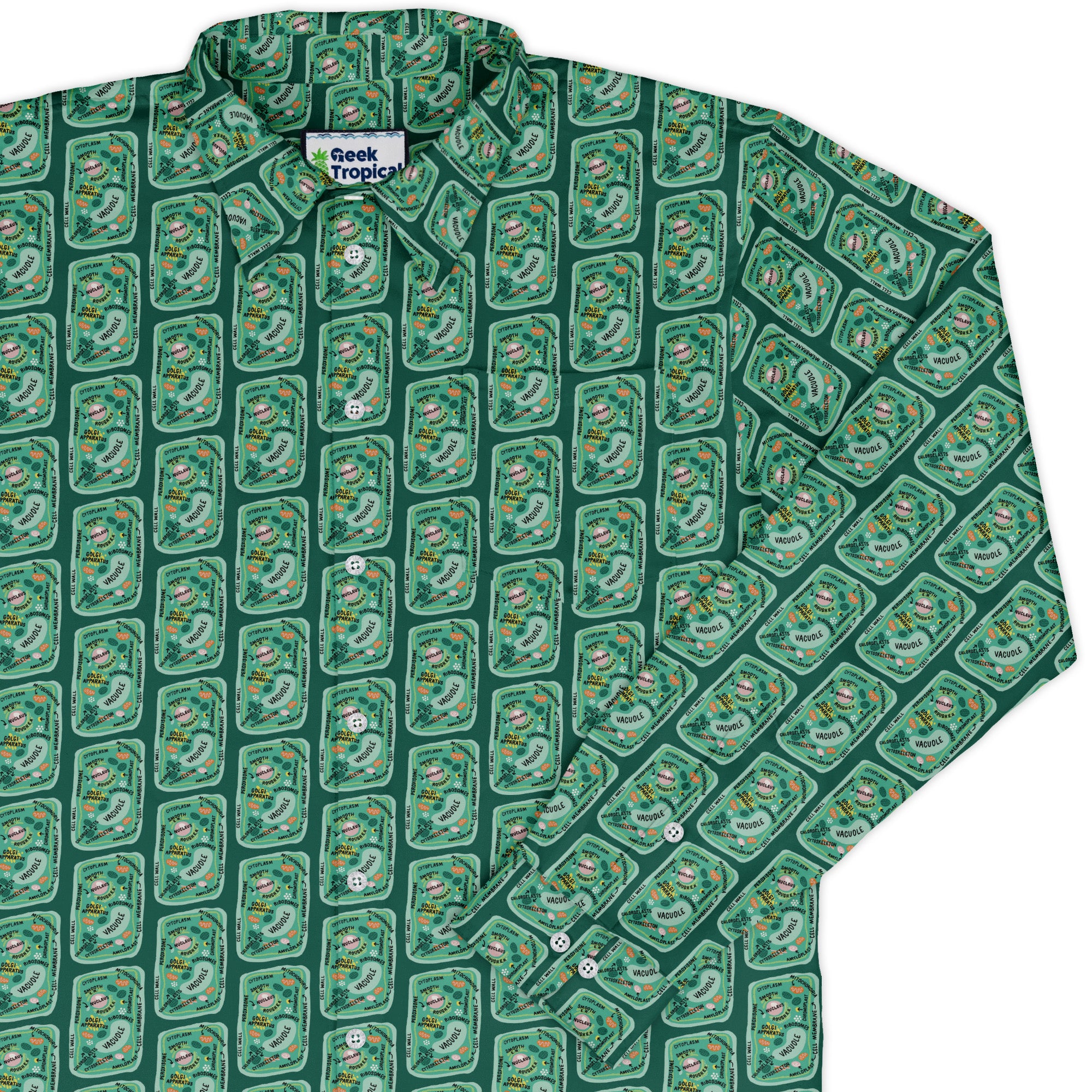 Cellular Botany Labels Long Sleeve Button Up Shirt cover