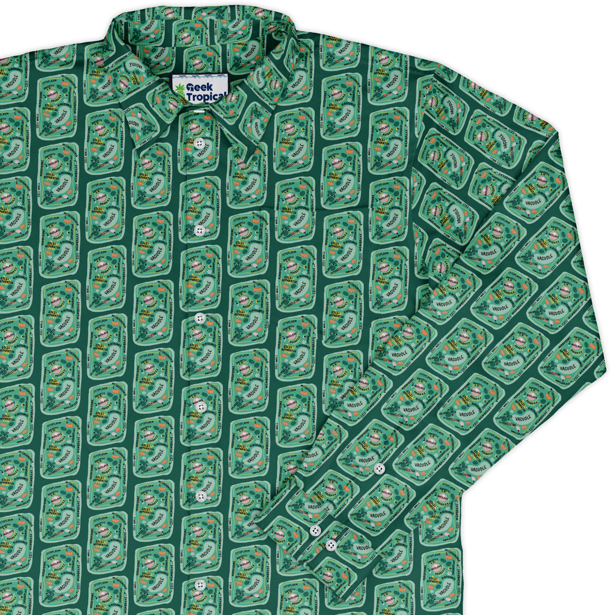 Cellular Botany Labels Long Sleeve Button Up Shirt cover