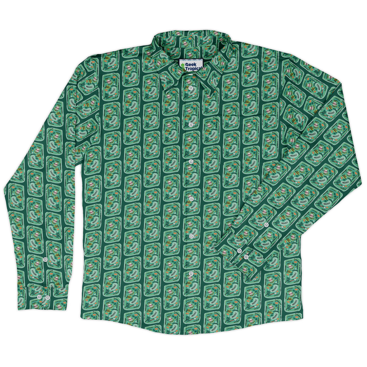 Cellular Botany Labels Long Sleeve Button Up Shirt front