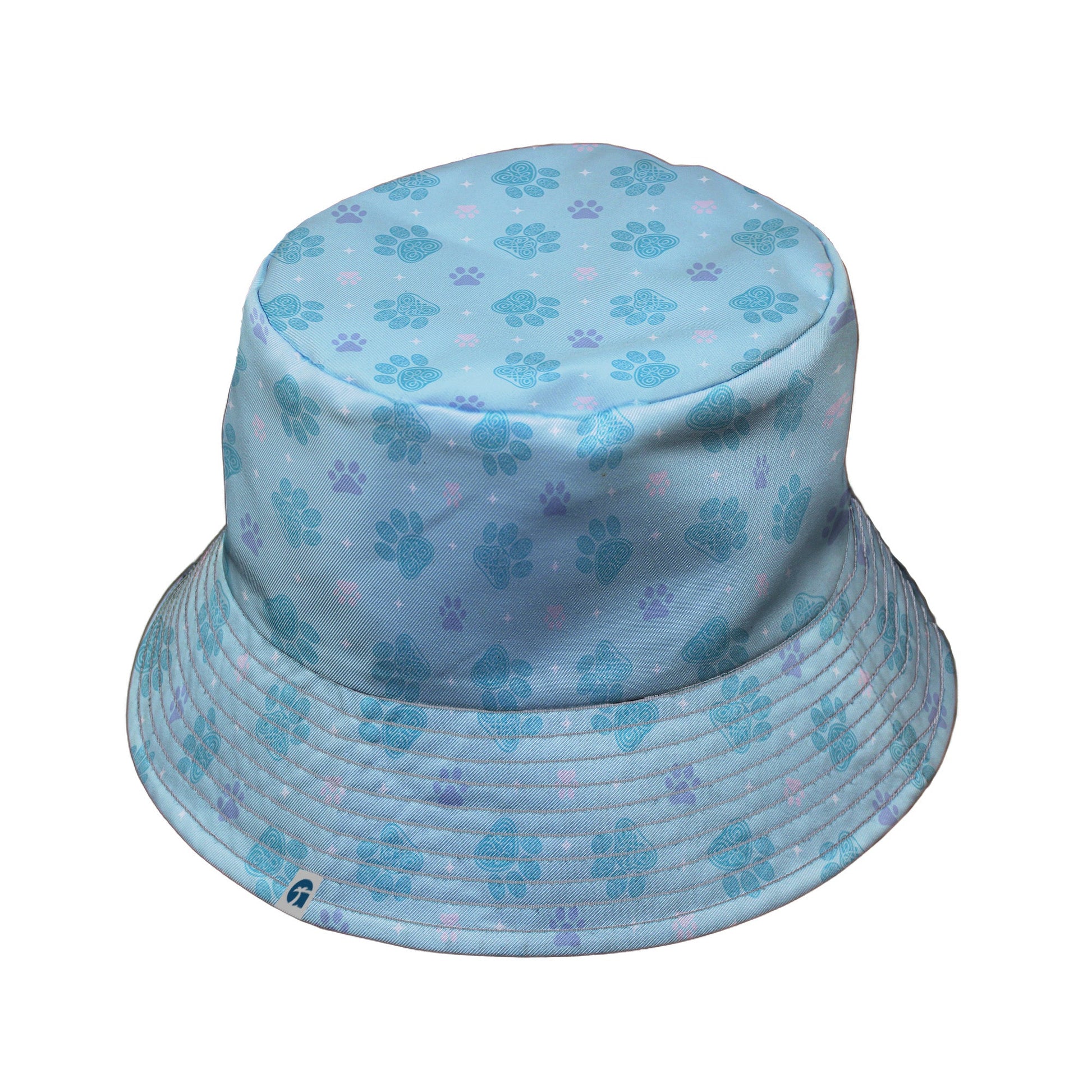 Celtic Knot Paws Teal Bucket Hat Gray Stitching