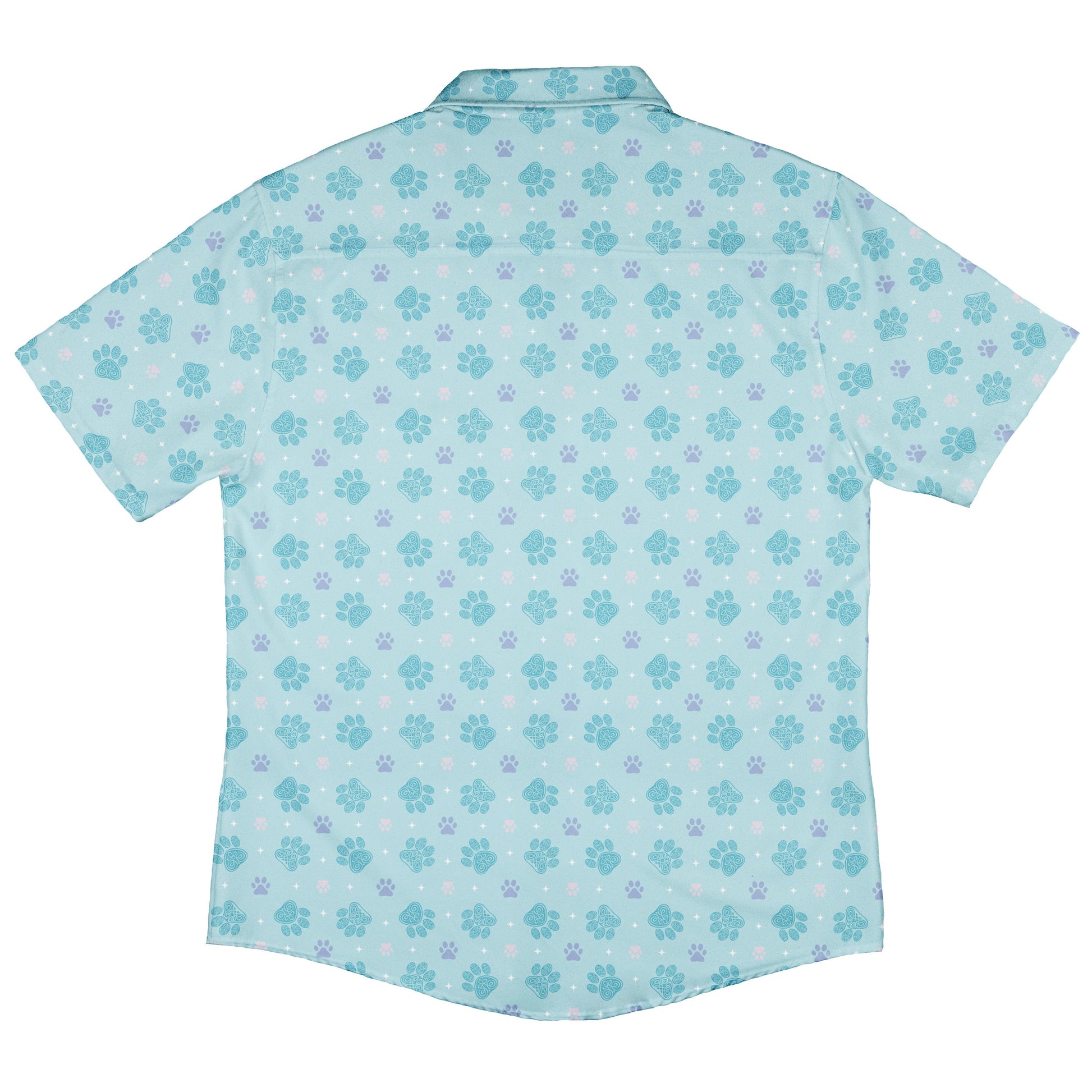 Celtic Knot Paws Teal Button Up Shirt Back