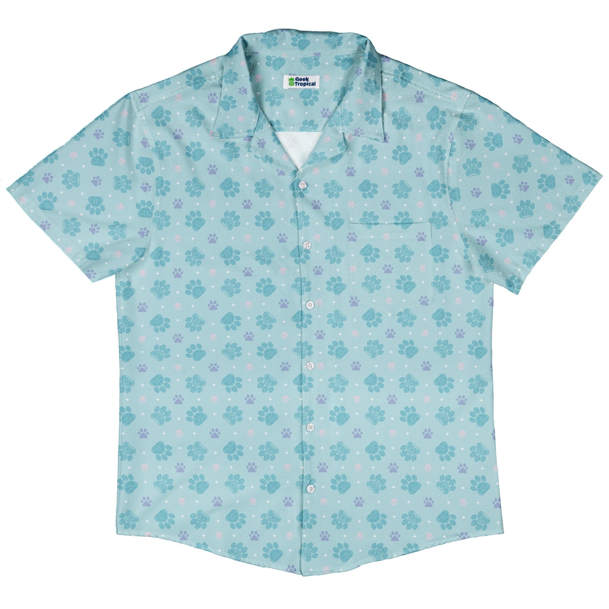 Celtic Knot Paws Teal Button Up Shirt 5