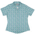 Celtic Knot Paws Teal Curvy Button Up Shirt womens front