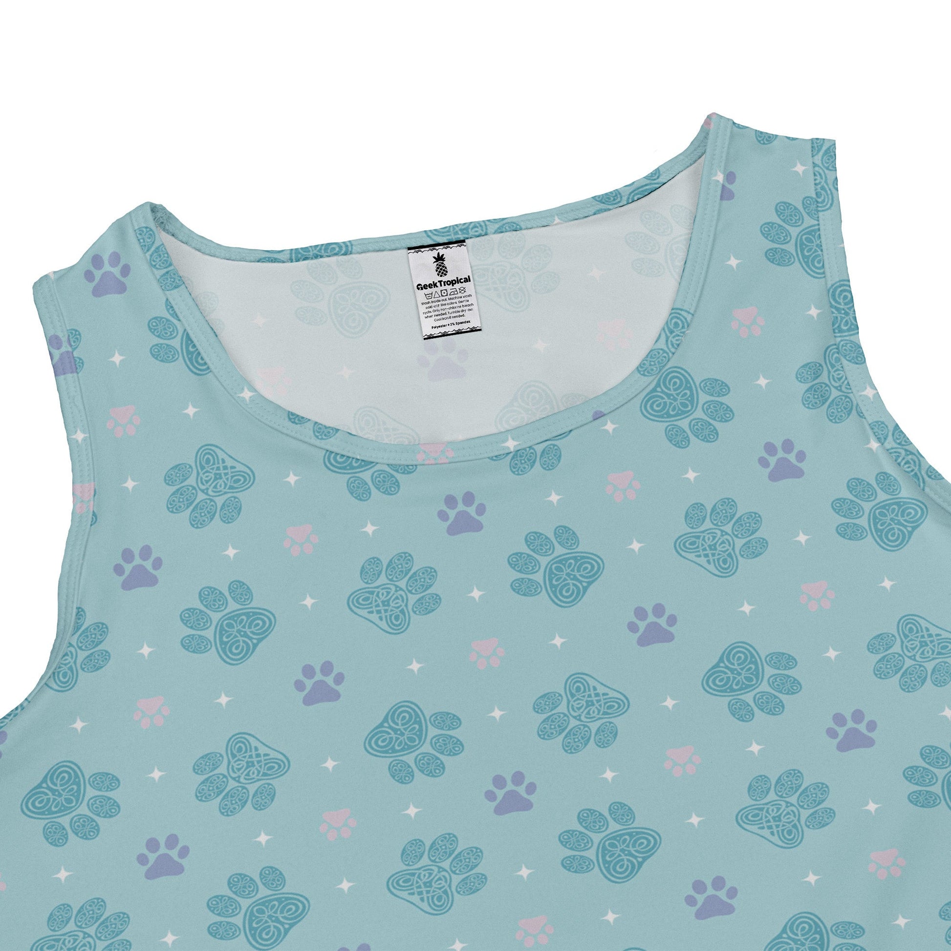 Celtic Knot Paws Teal Sleeveless Dress close front