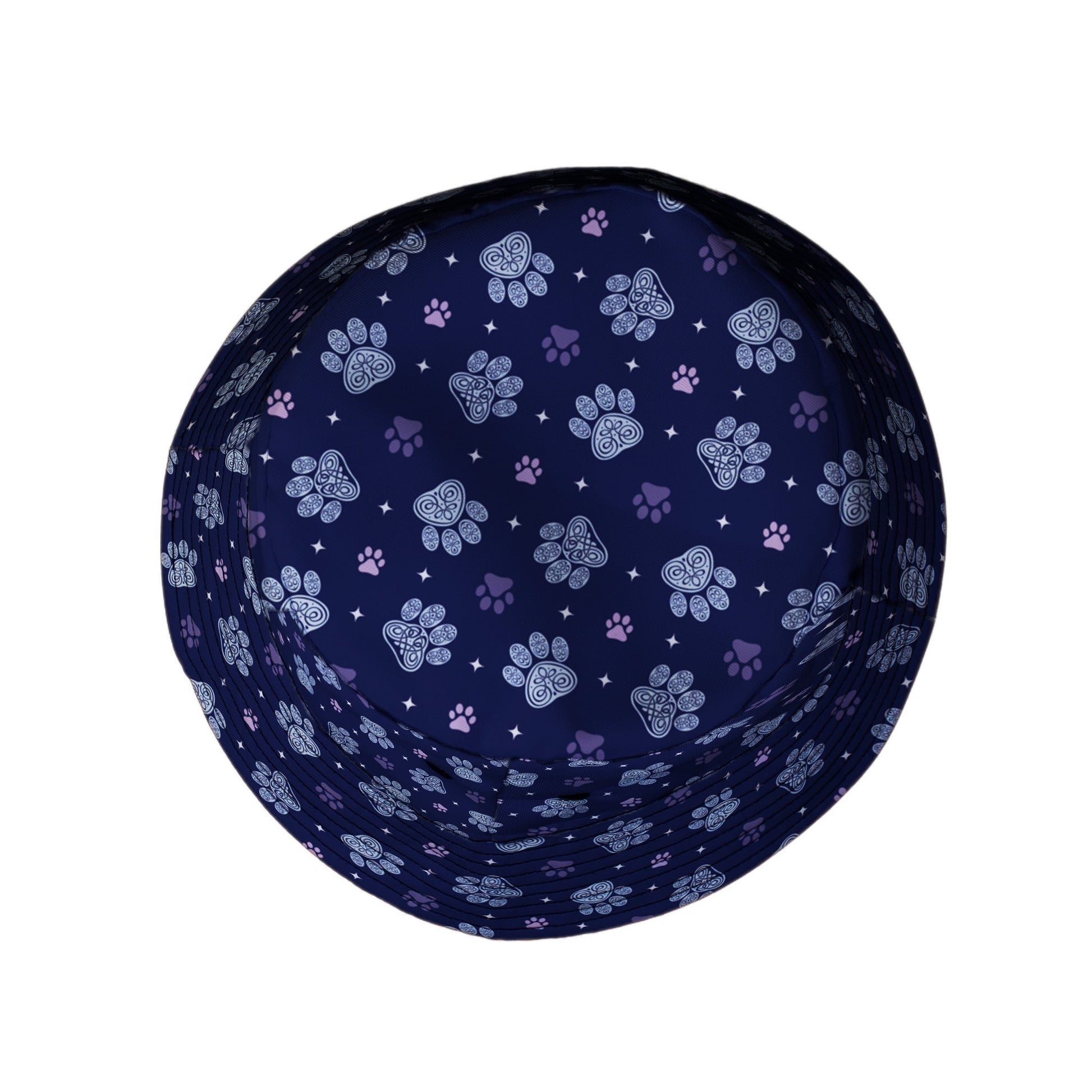 Celtic Knots Paws Blue Bucket Hat Top View
