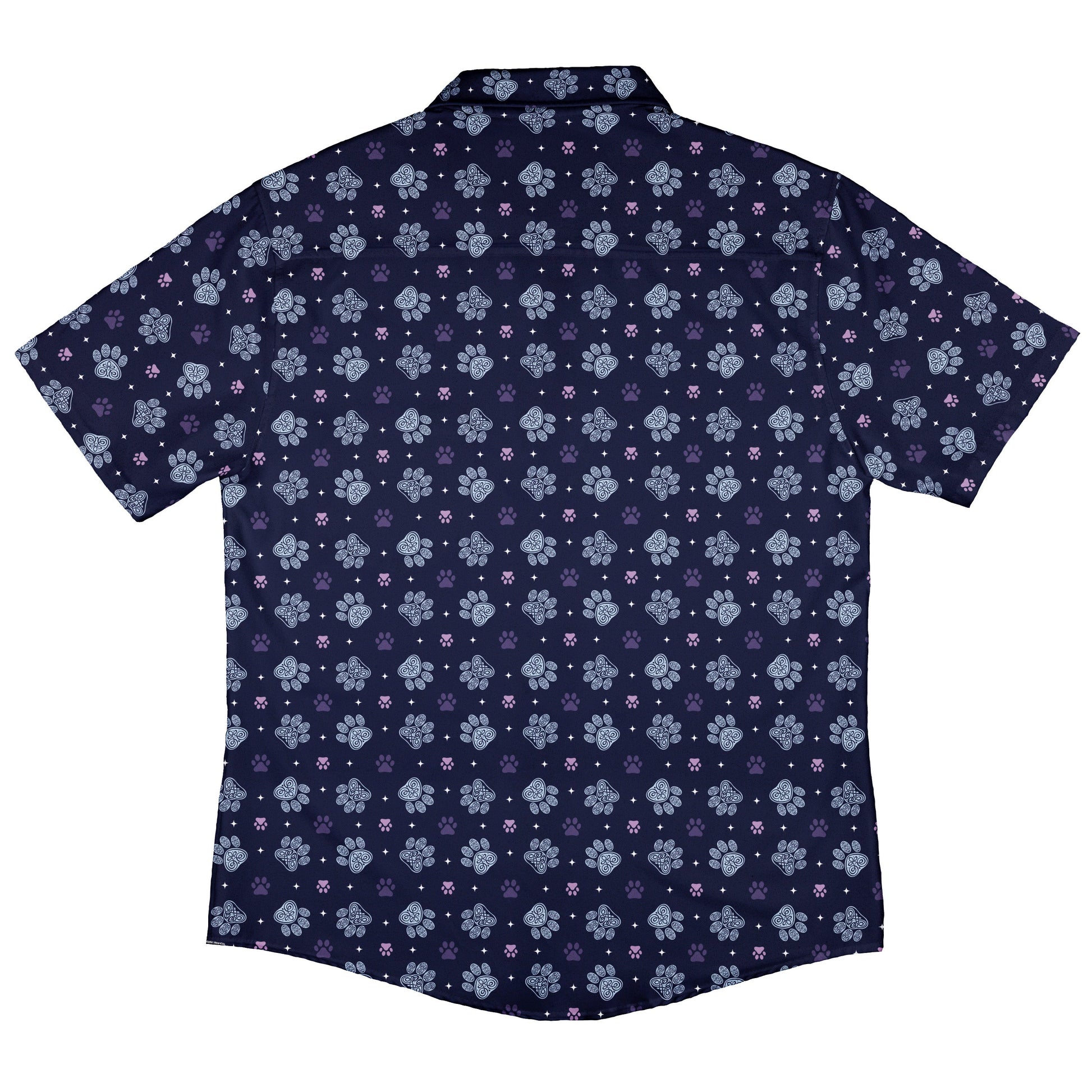 Celtic Knots Paws Blue Button Up Shirt Back
