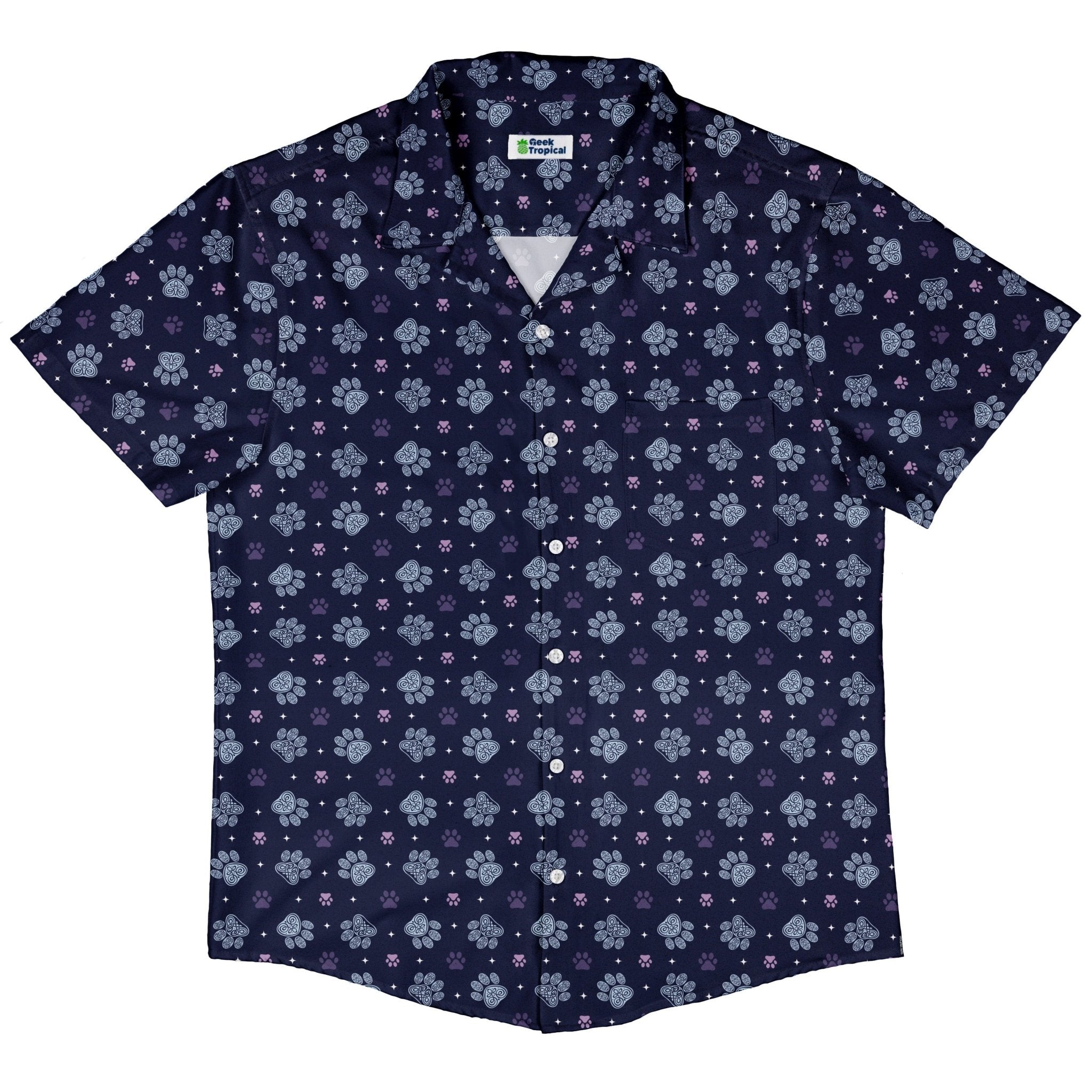 Celtic Knots Paws Blue Button Up Shirt 5