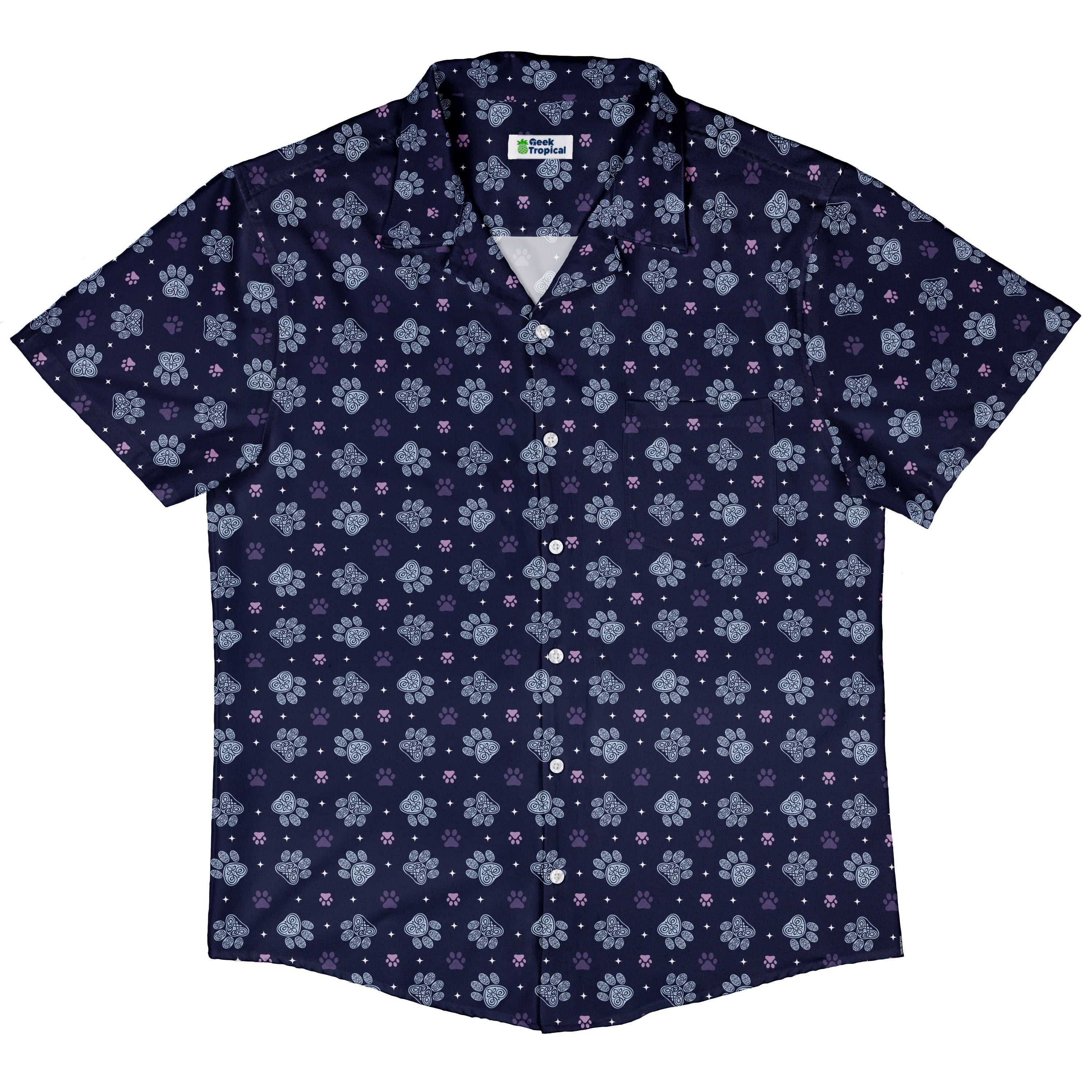 Celtic Knots Paws Blue Button Up Shirt Hawaiian Front