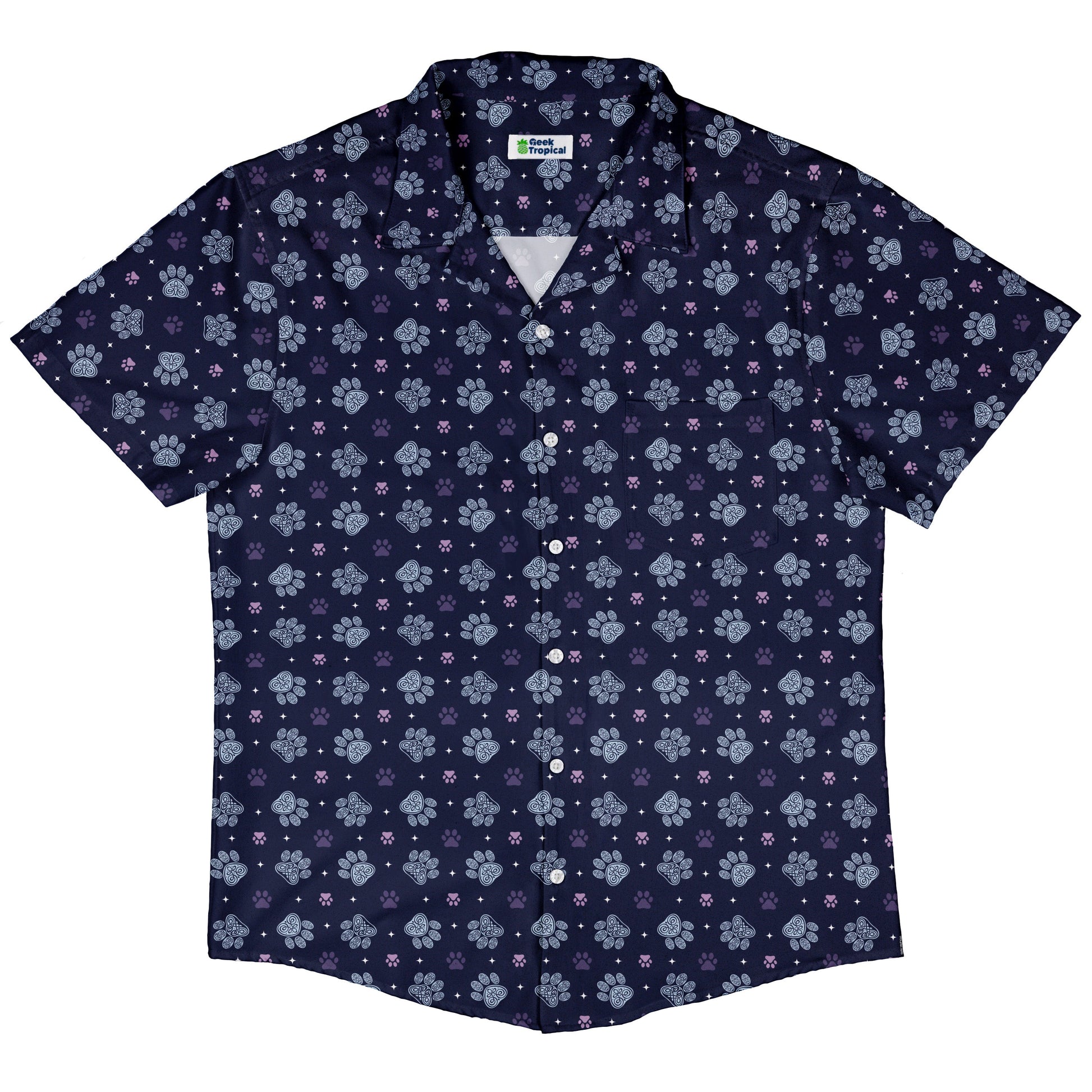 Celtic Knots Paws Blue Button Up Shirt Hawaiian Front
